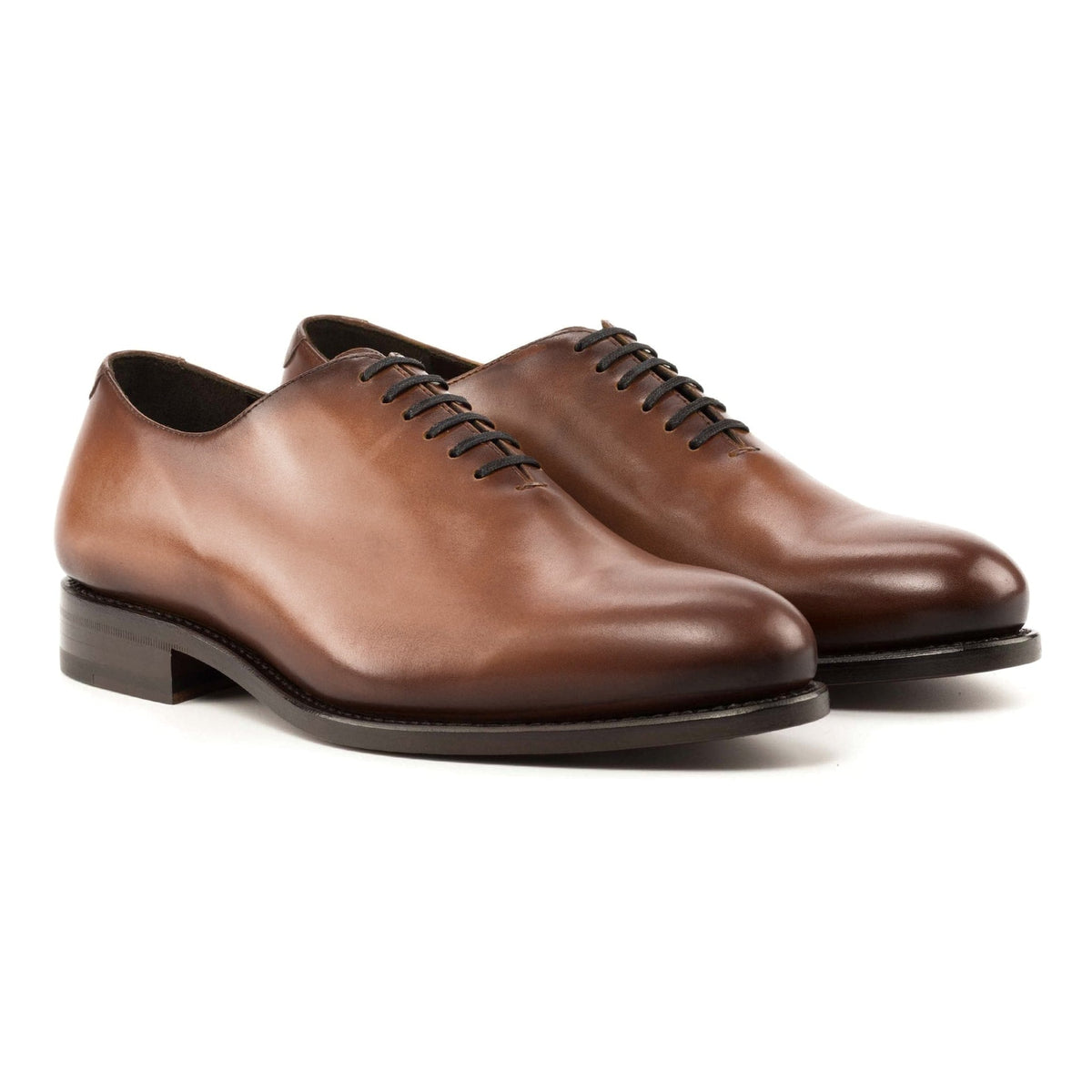 Richelieu One Cut en cuir teinté main marron moyen – vue 1
