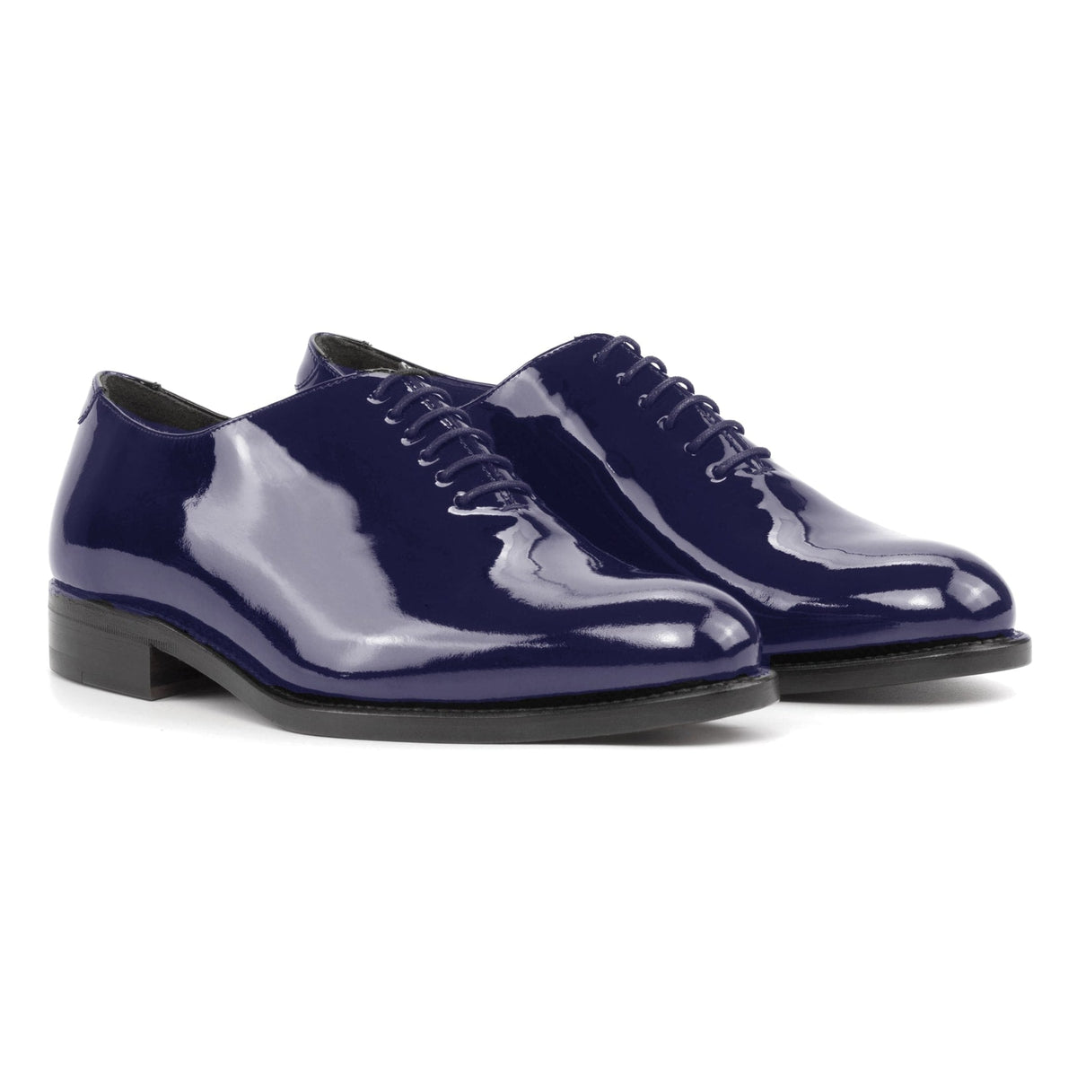 Richelieu One Cut en cuir vernis bleu marine – vue 1