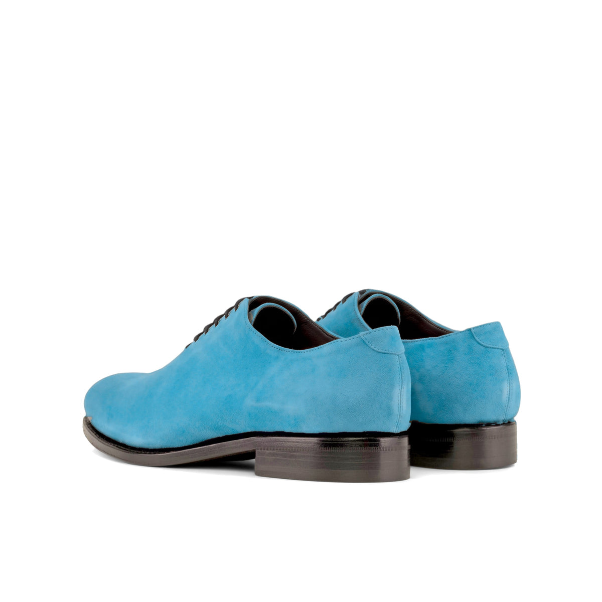 One Cut en daim de chevreau turquoise, la paire vue de trois quarts arrière