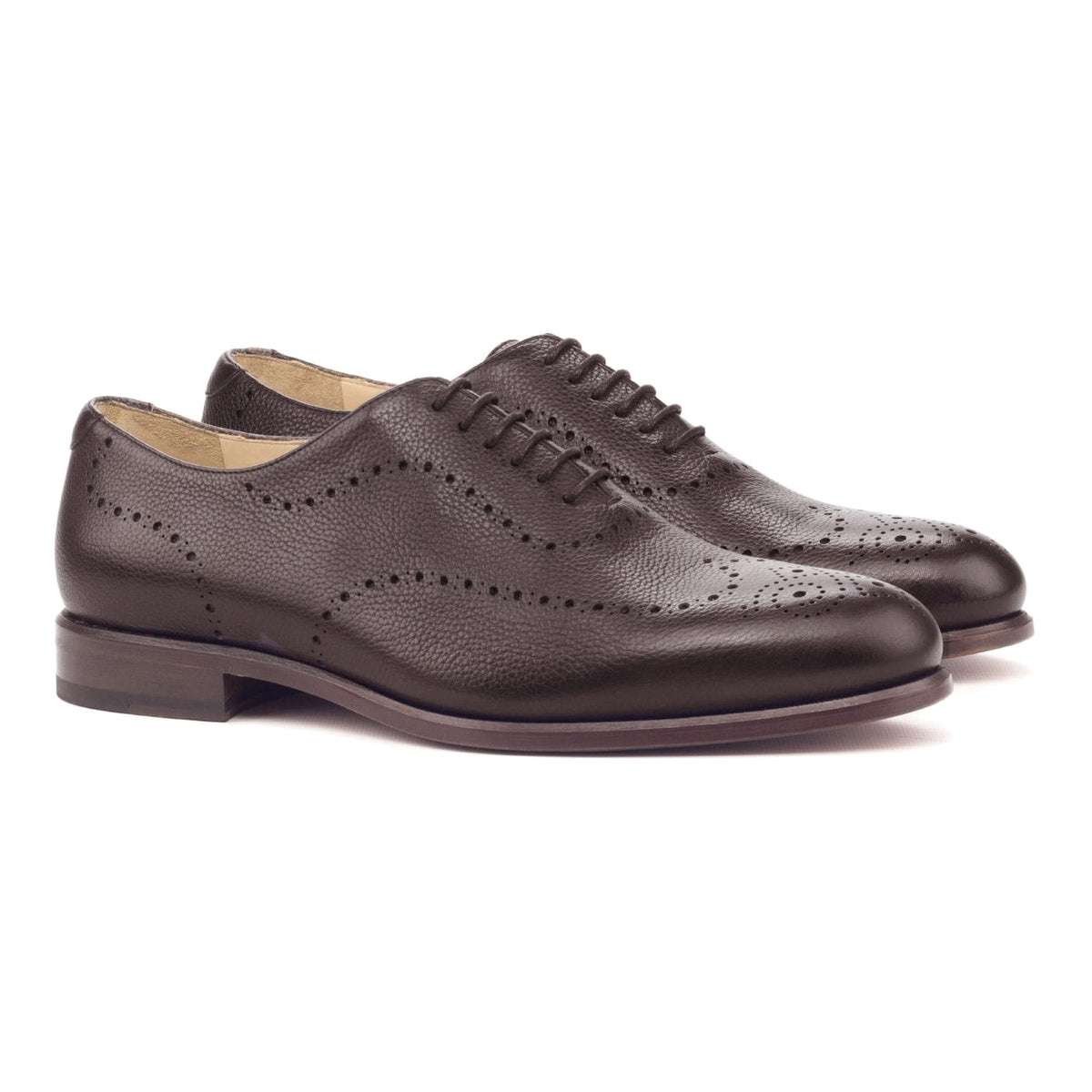 Richelieu One Cut perforé en cuir grainé marron foncé – vue 1