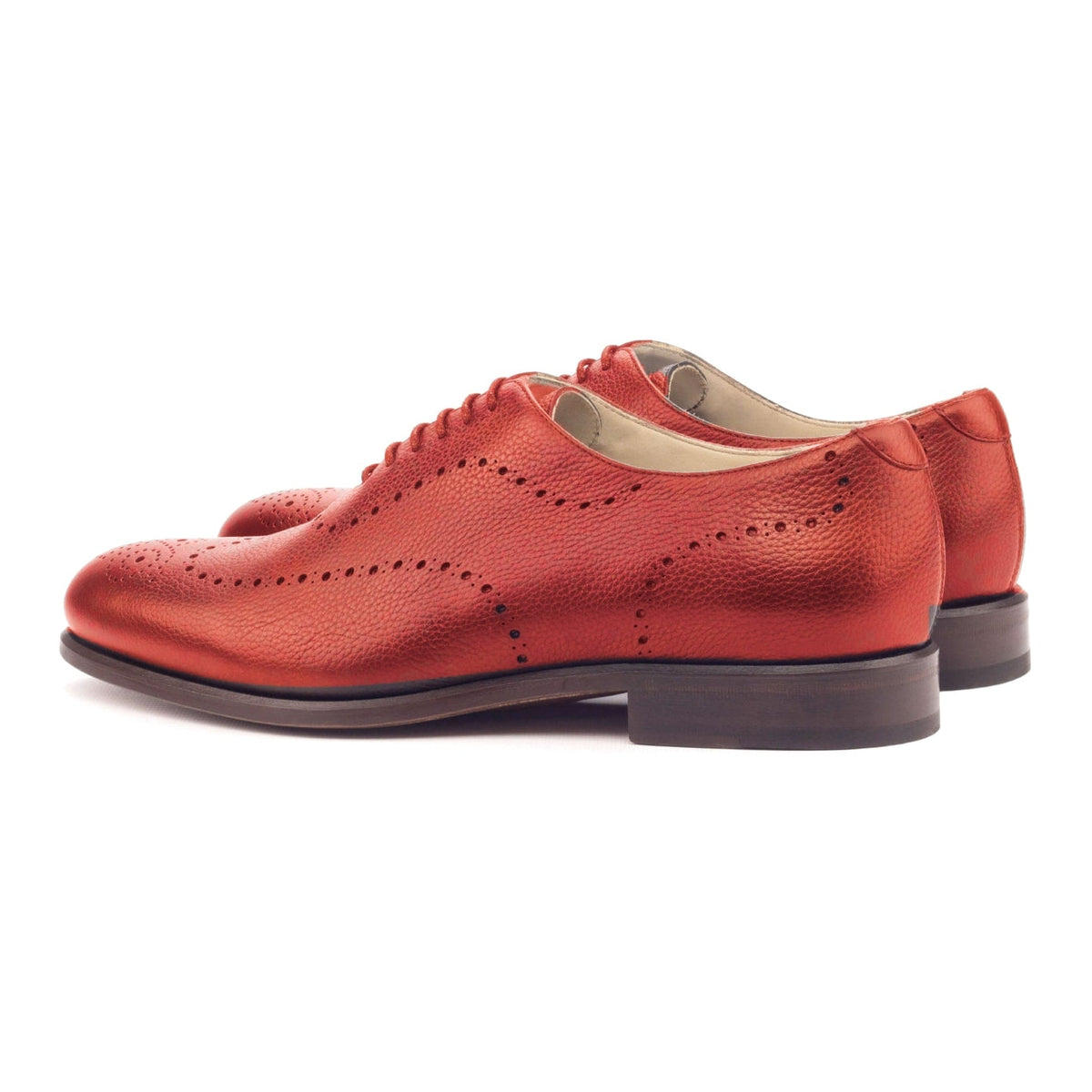 One Cut perforé en cuir grainé rouge, la paire vue de trois quarts arrière