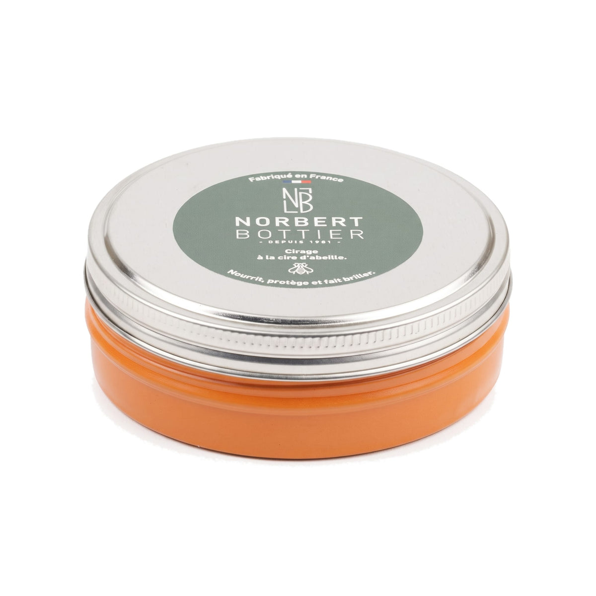 Pâte de cirage jaune cire 100 ml Norbert Bottier, boîte métal de 100 ml