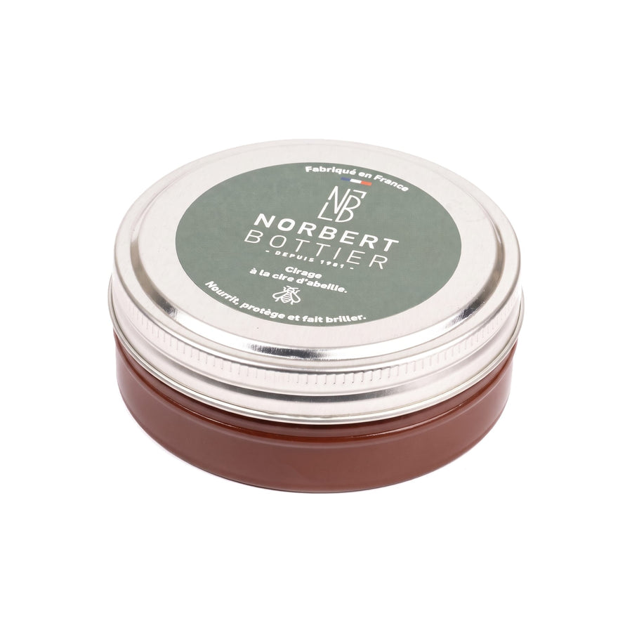 Pâte de cirage marron clair 50 ml Norbert Bottier, boîte métal de 50 ml