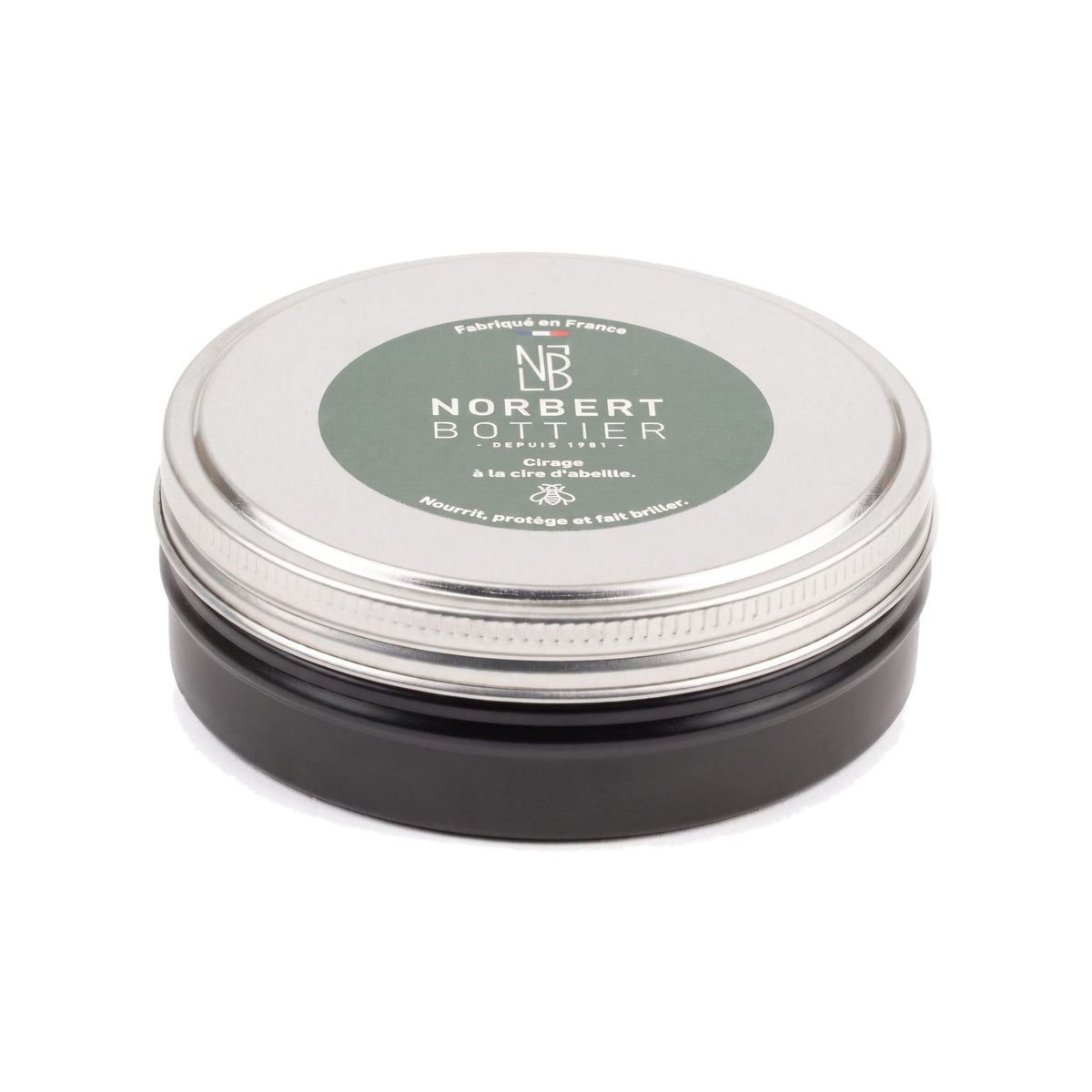 Pâte de cirage marron foncé 100 ml Norbert Bottier, boîte métal de 100 ml