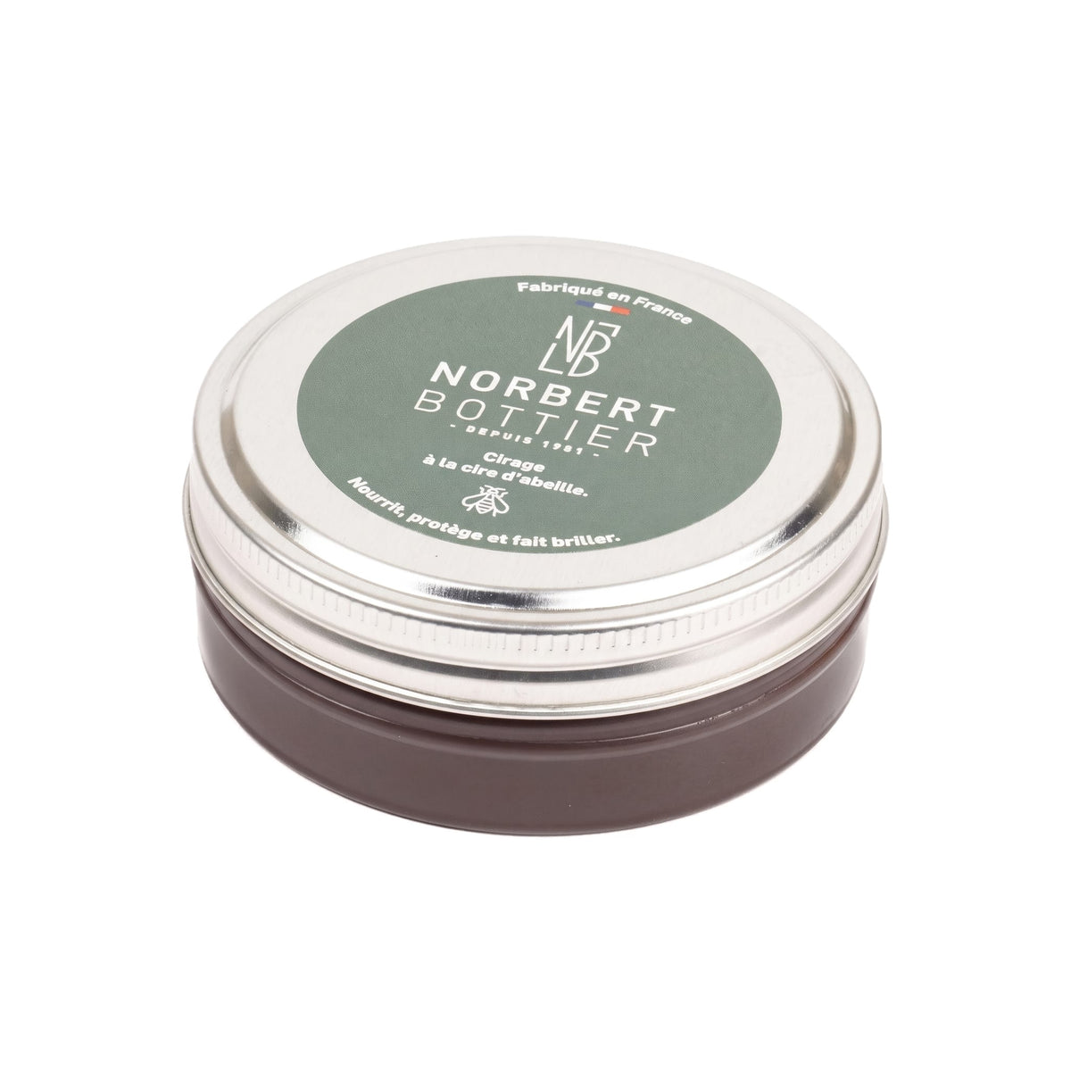 Pâte de cirage marron foncé 50 ml Norbert Bottier, boîte métal de 50 ml