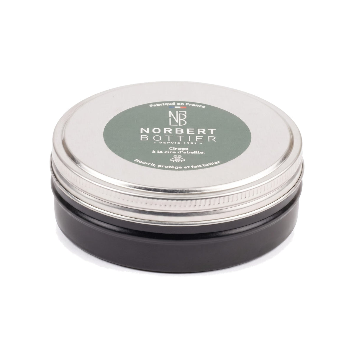Pâte de cirage noir 100 ml Norbert Bottier, boîte métal de 100 ml