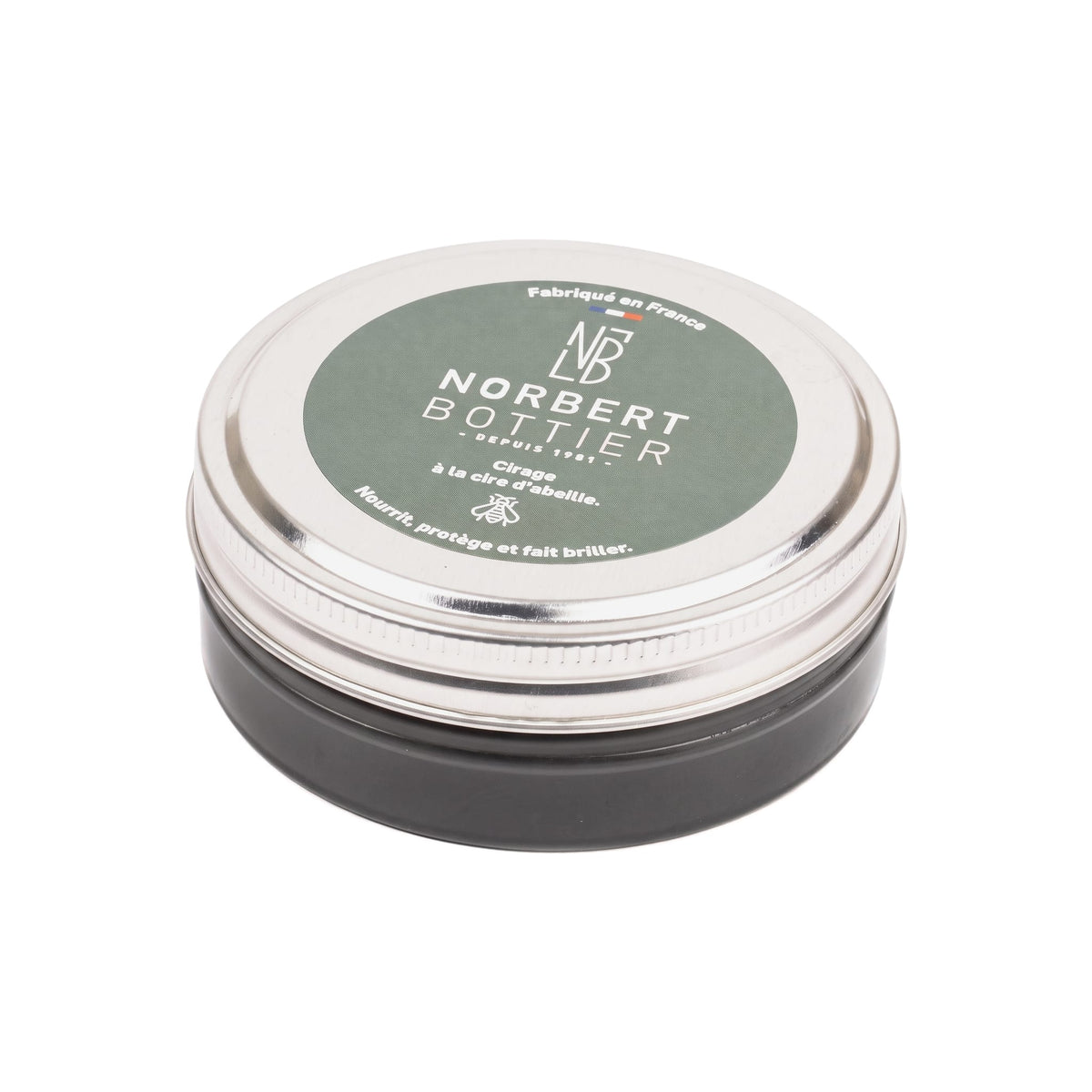 Pâte de cirage noir 50 ml Norbert Bottier, boîte métal de 50 ml