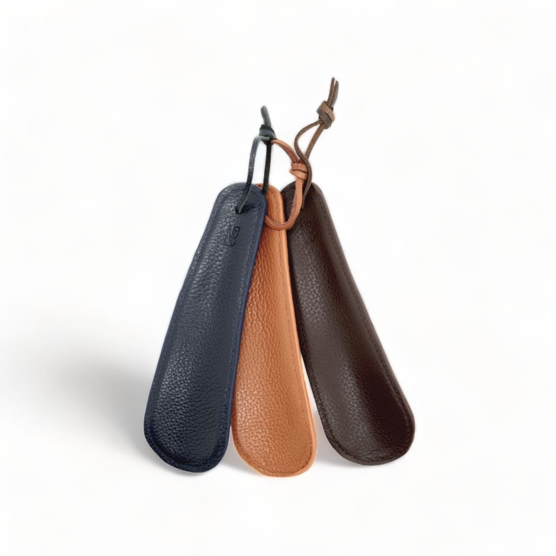 Petit chausse-pied en cuir grainé Bleu Marine – vue 4