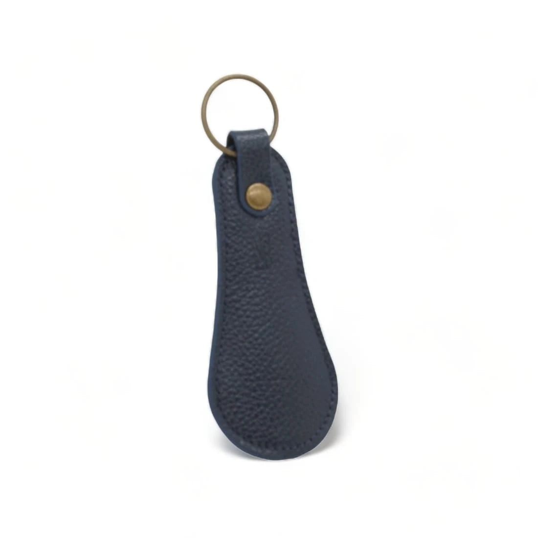 Petit chausse-pied porte-clé en cuir grainé Bleu Marine – vue 3