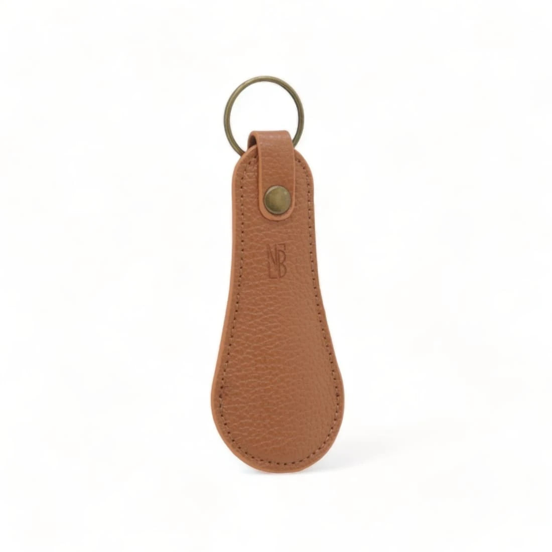 Petit chausse-pied porte-clé en cuir grainé Gold -