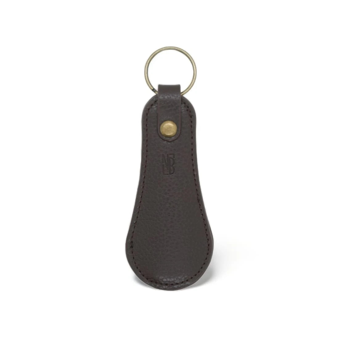 Petit chausse-pied porte-clé en cuir grainé Marron -