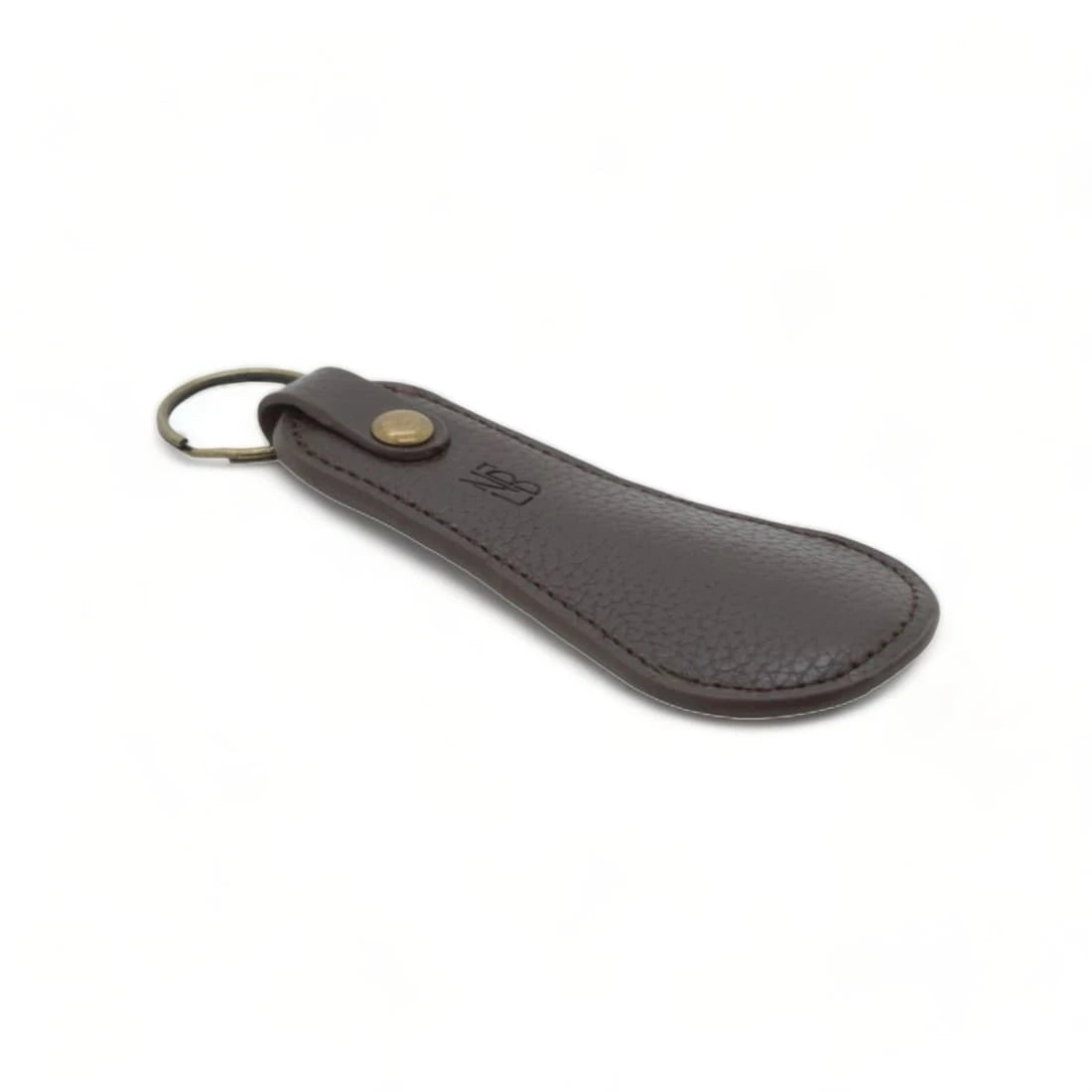 Petit chausse-pied porte-clé en cuir grainé Marron -