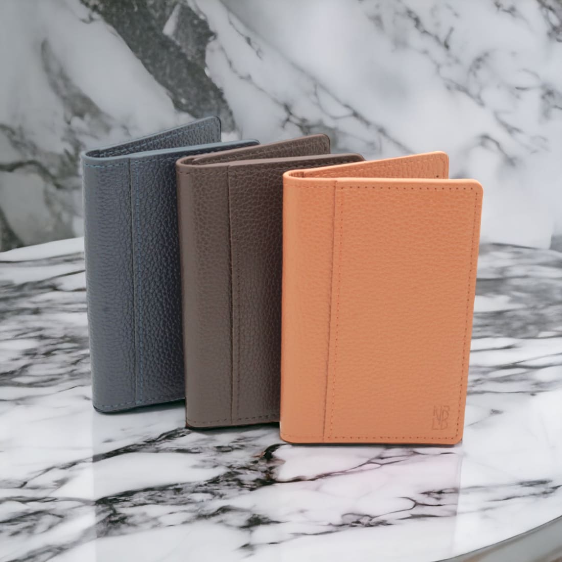 Portefeuille en cuir grainé Bleu Marine - Accessoires