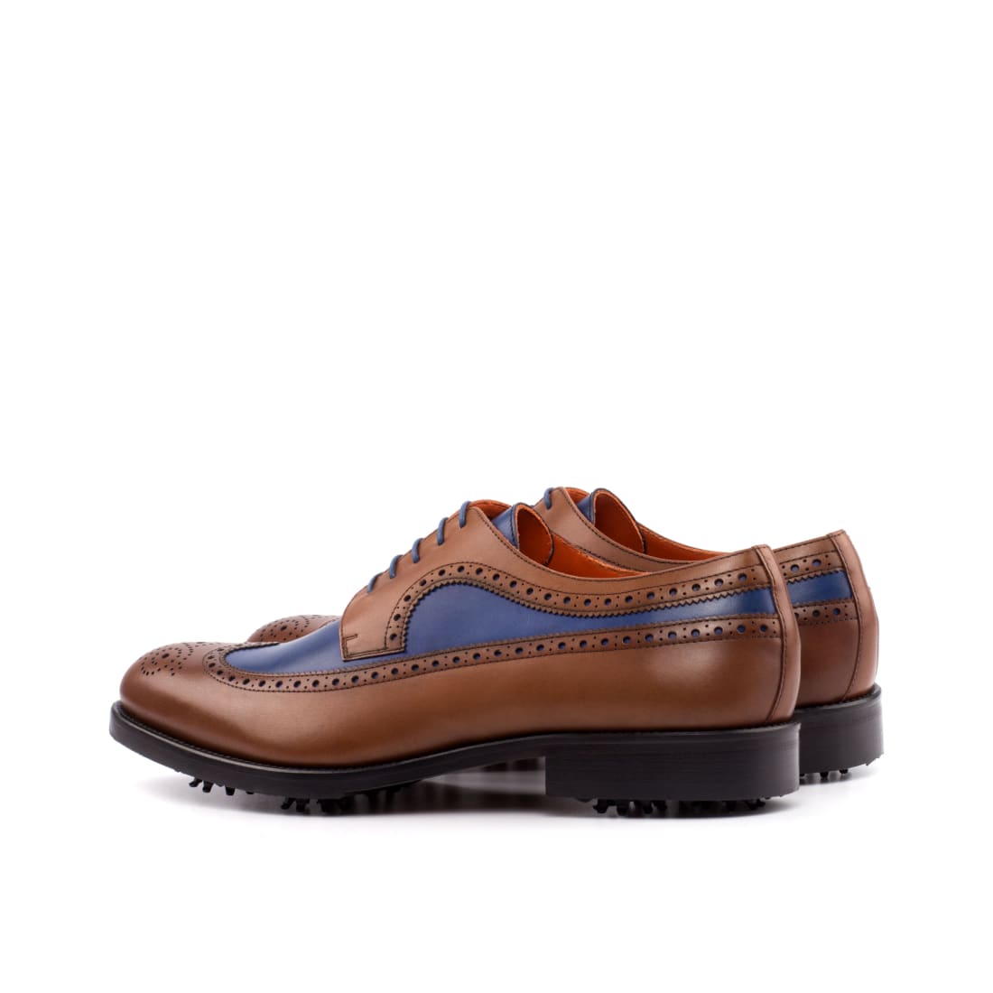 Richelieu brogue de golf en cuir gold et bleu - Chaussures