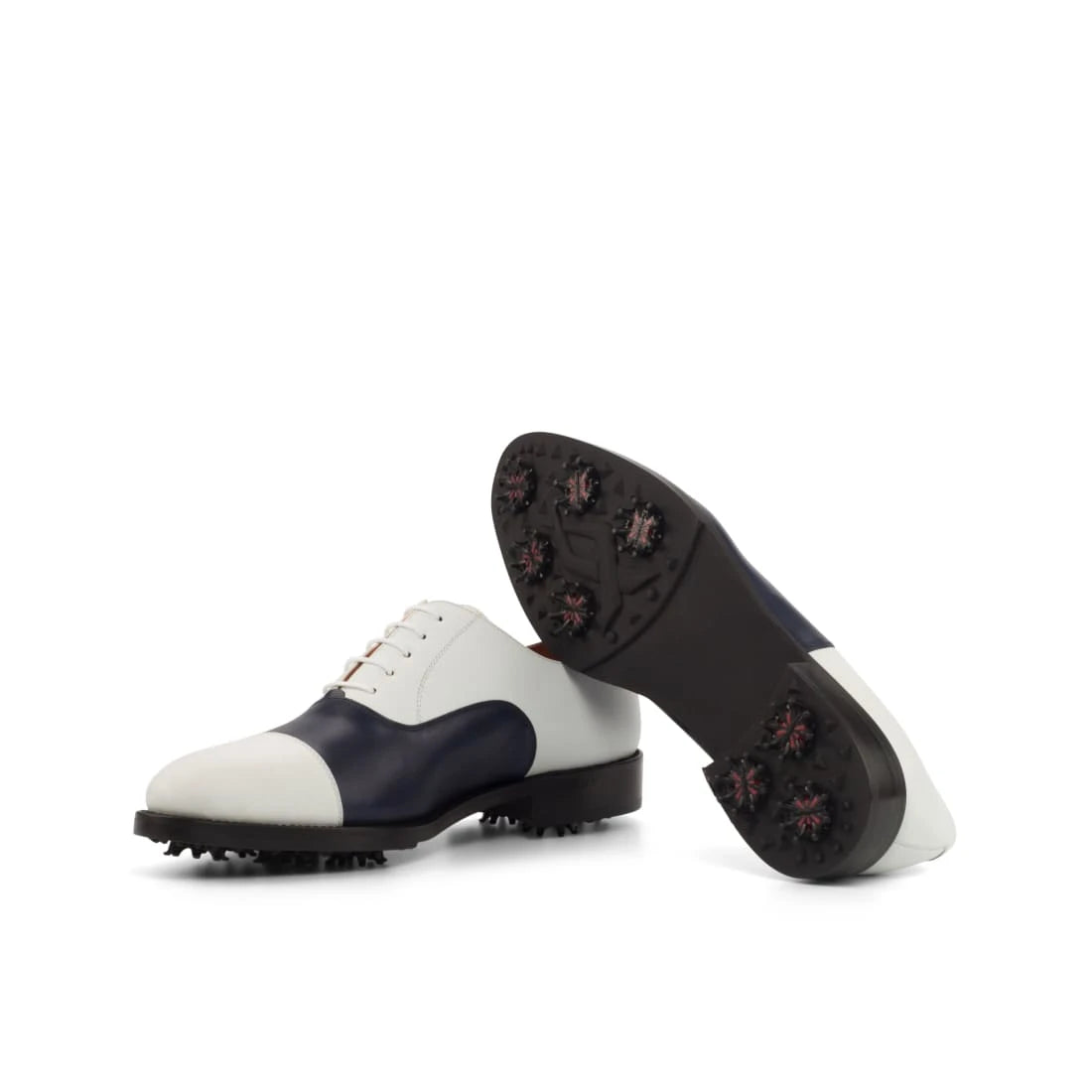 Richelieu de golf en cuir blanc et marine - Chaussures
