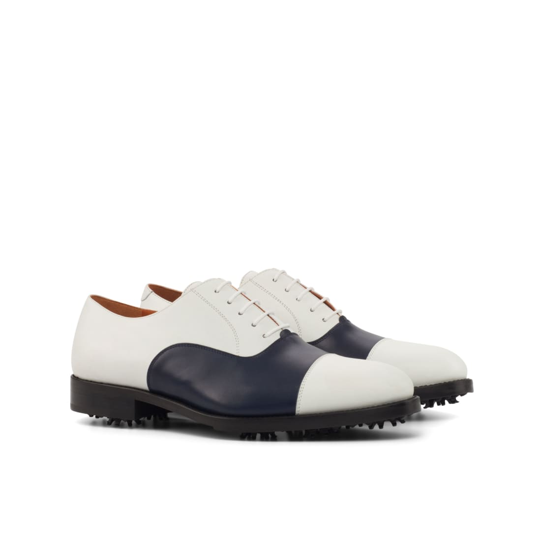 Richelieu de golf en cuir blanc et marine - Chaussures