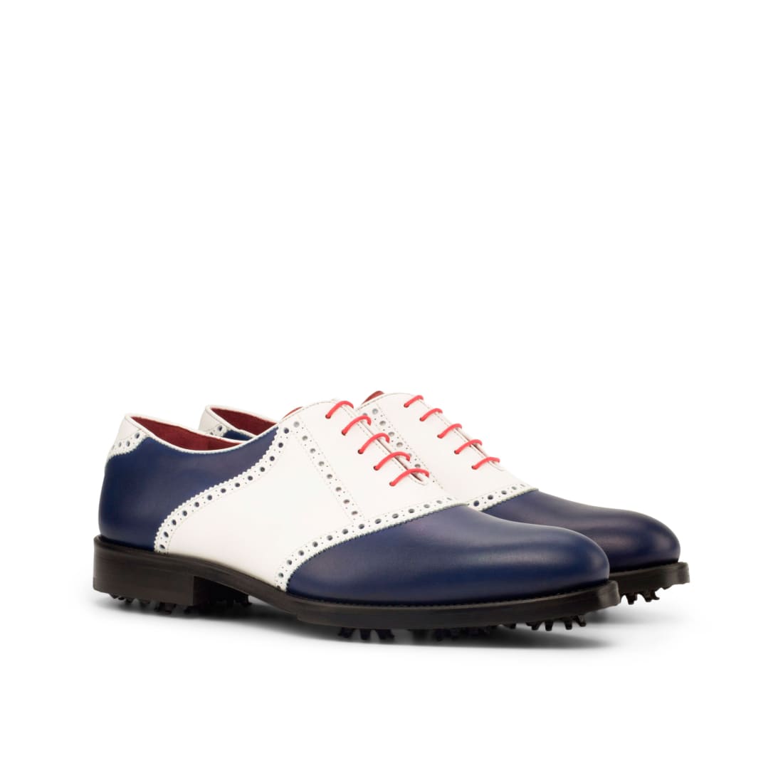 Richelieu de golf en cuir blanc et marine - Chaussures