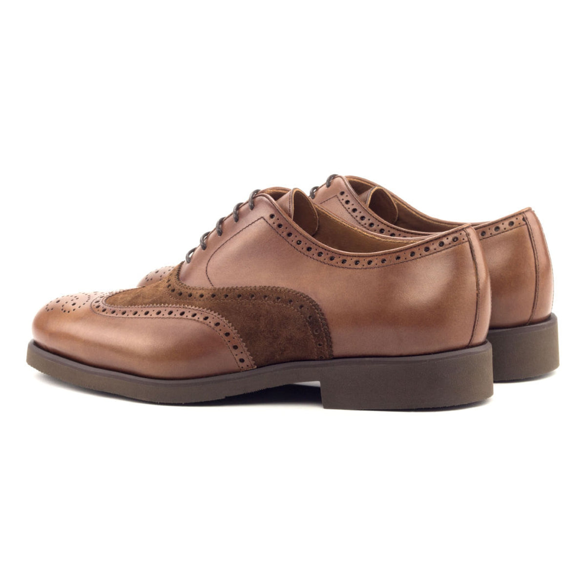 Richelieu fleuri en cuir et daim marron - Semelles caoutchouc – vue 3