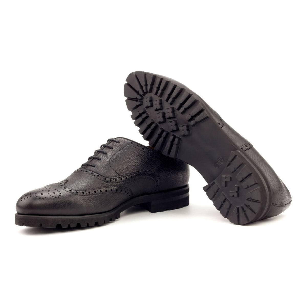 Richelieu fleuri en cuir grainé noir - Semelles caoutchouc – vue 2
