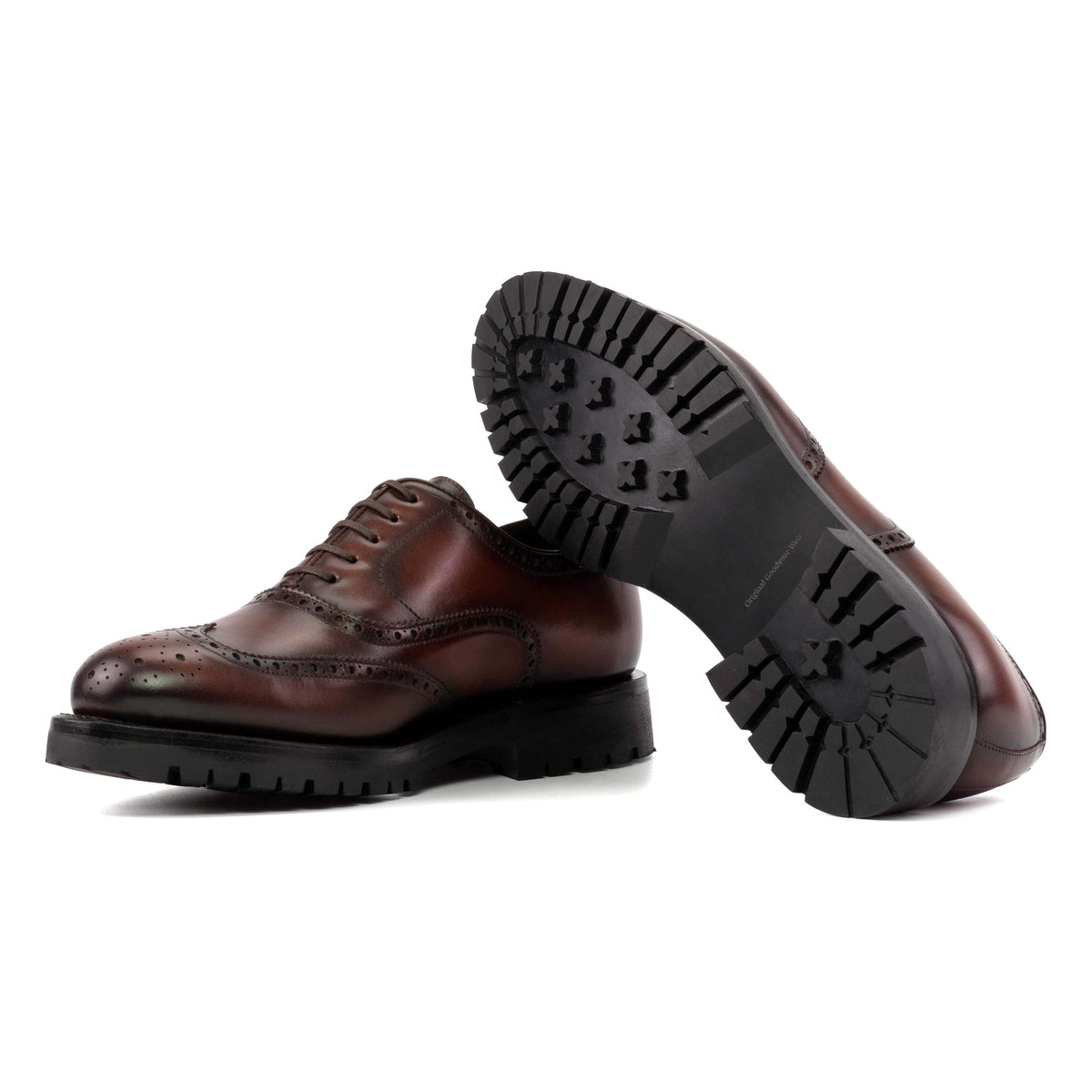 Richelieu fleuri en cuir marron moyen - Semelles Commando – vue 2