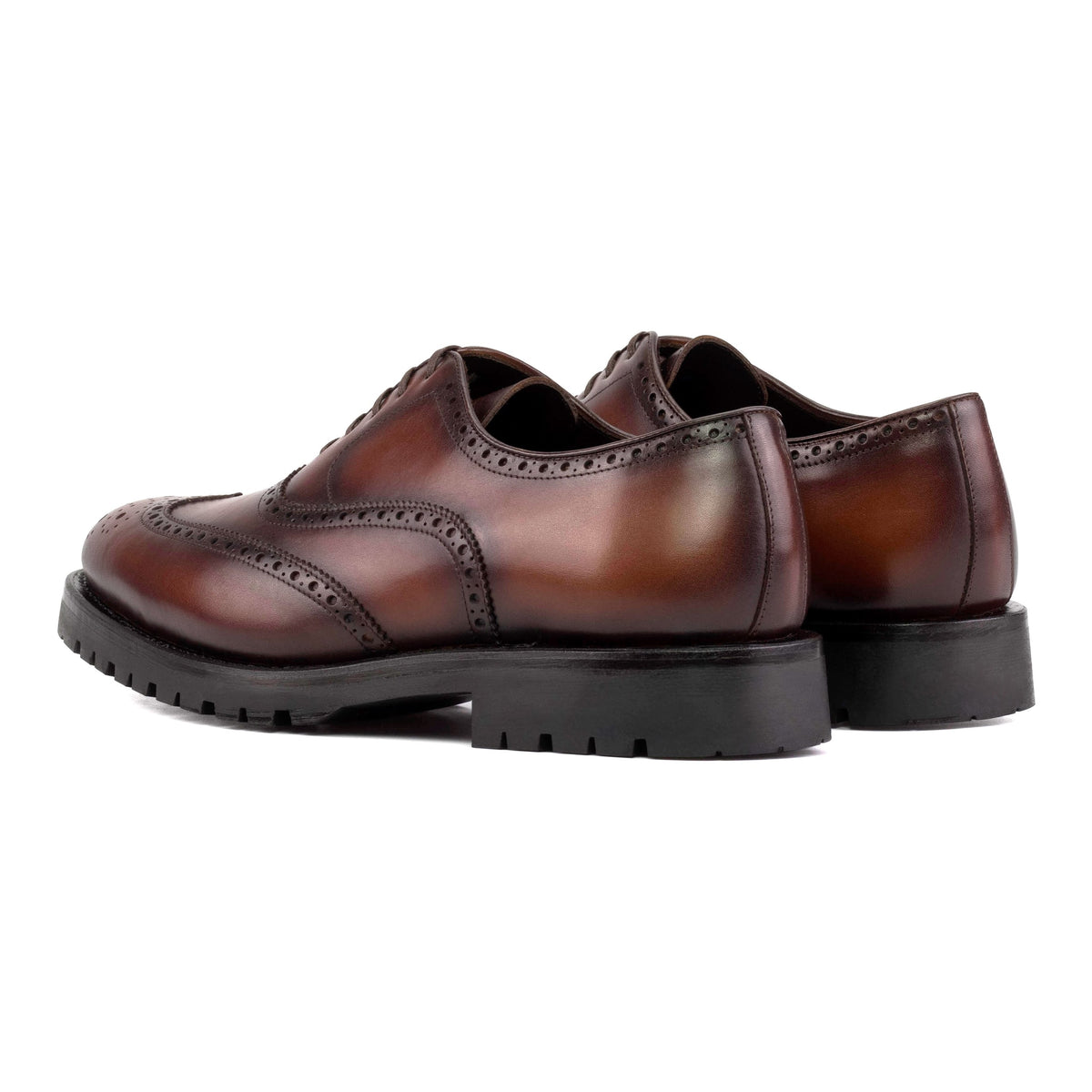 Richelieu fleuri en cuir marron moyen - Semelles Commando – vue 3
