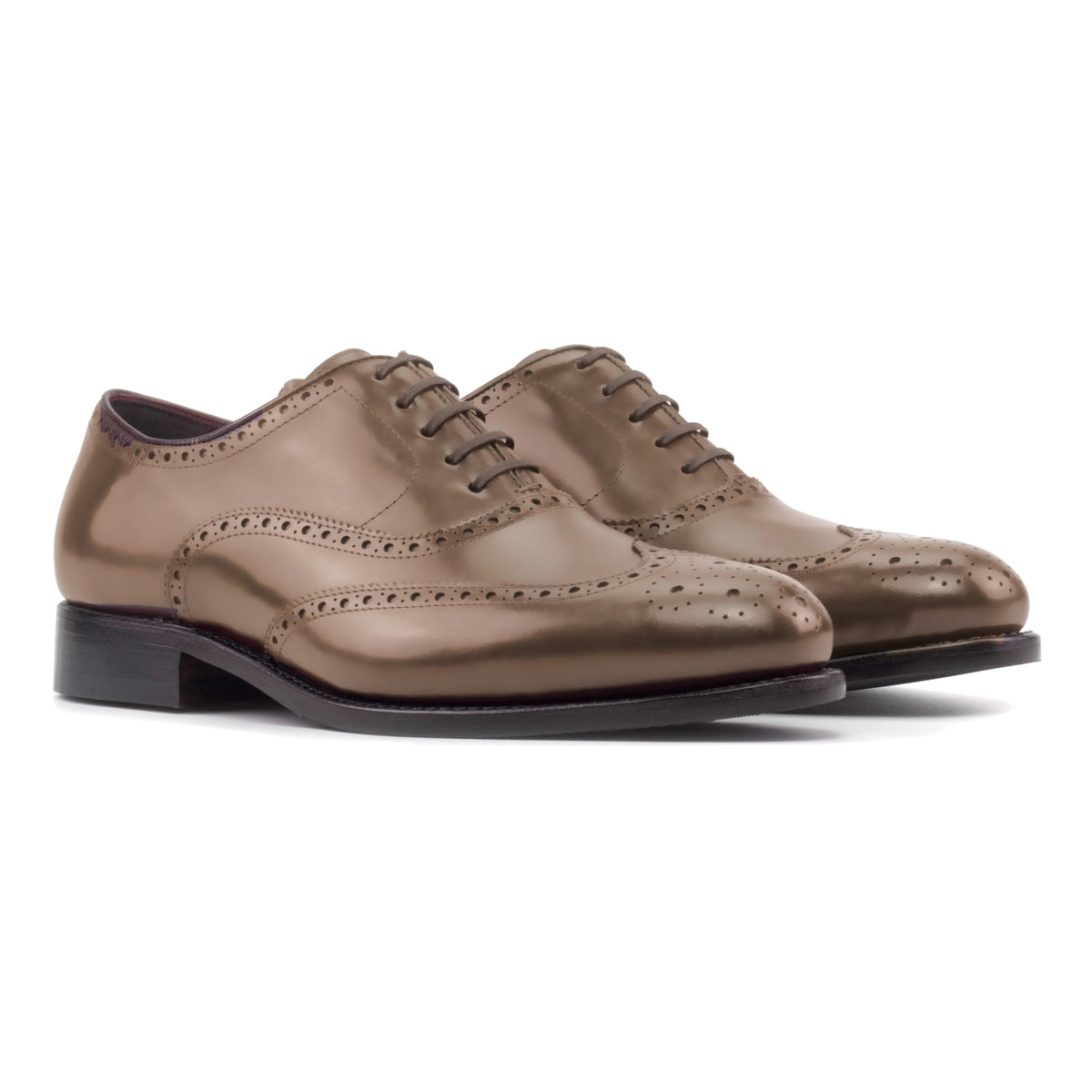 Richelieu fleuri en cuir noisette – vue 1