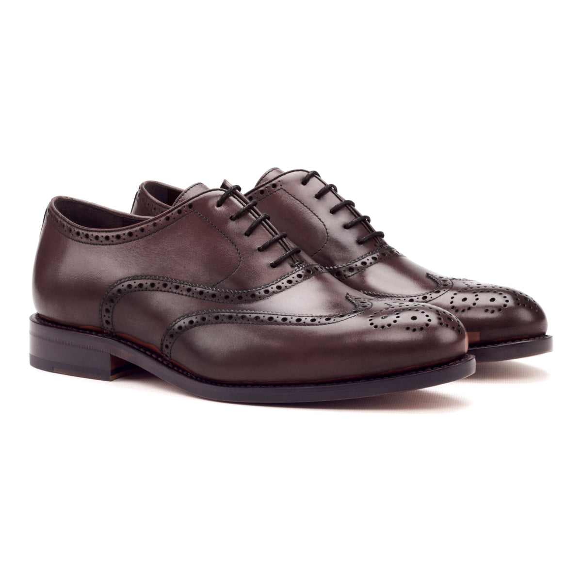 Richelieu fleuri en cuir teinté main bordeaux – vue 1