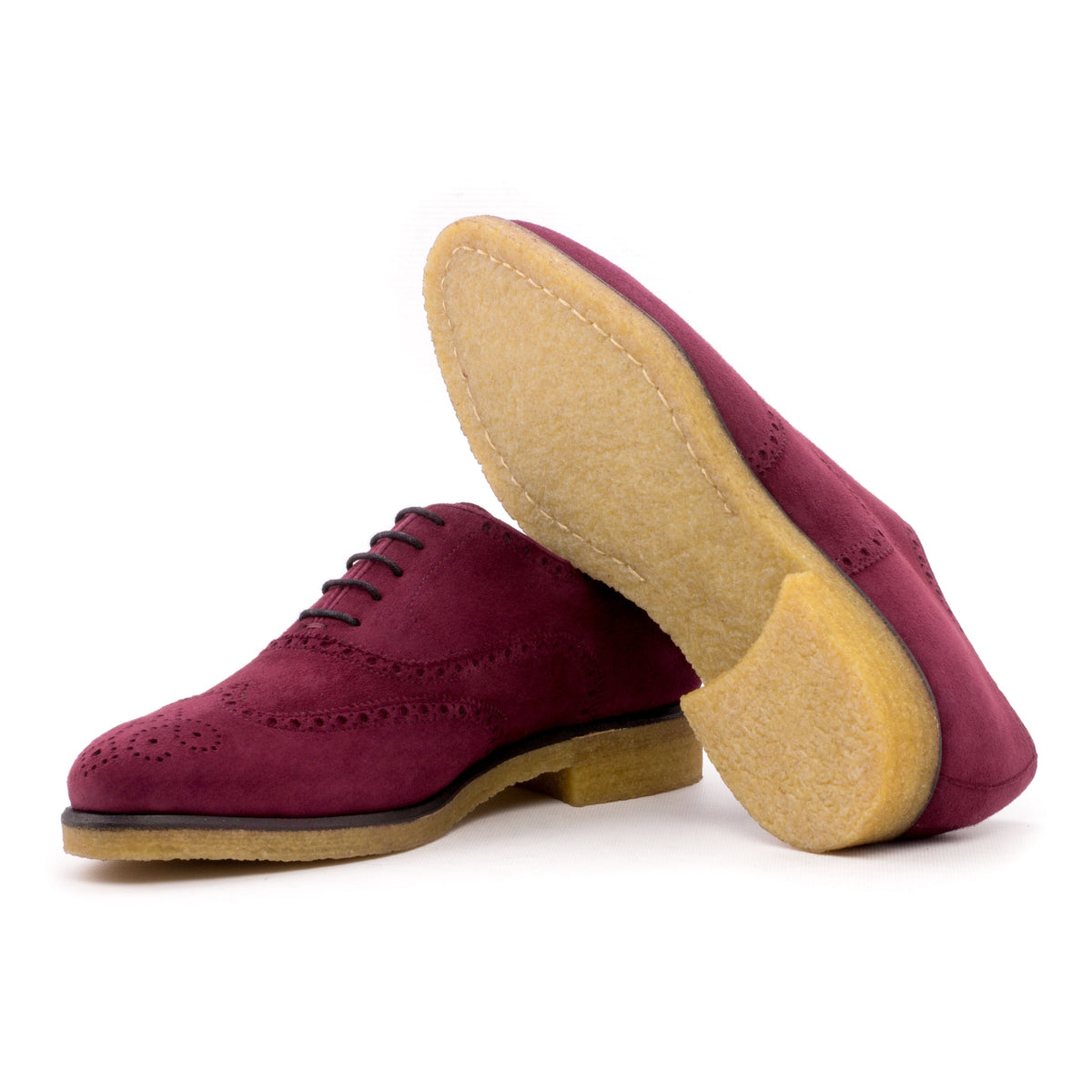 Richelieu fleuri en daim bordeaux - Semelles crêpe – vue 2