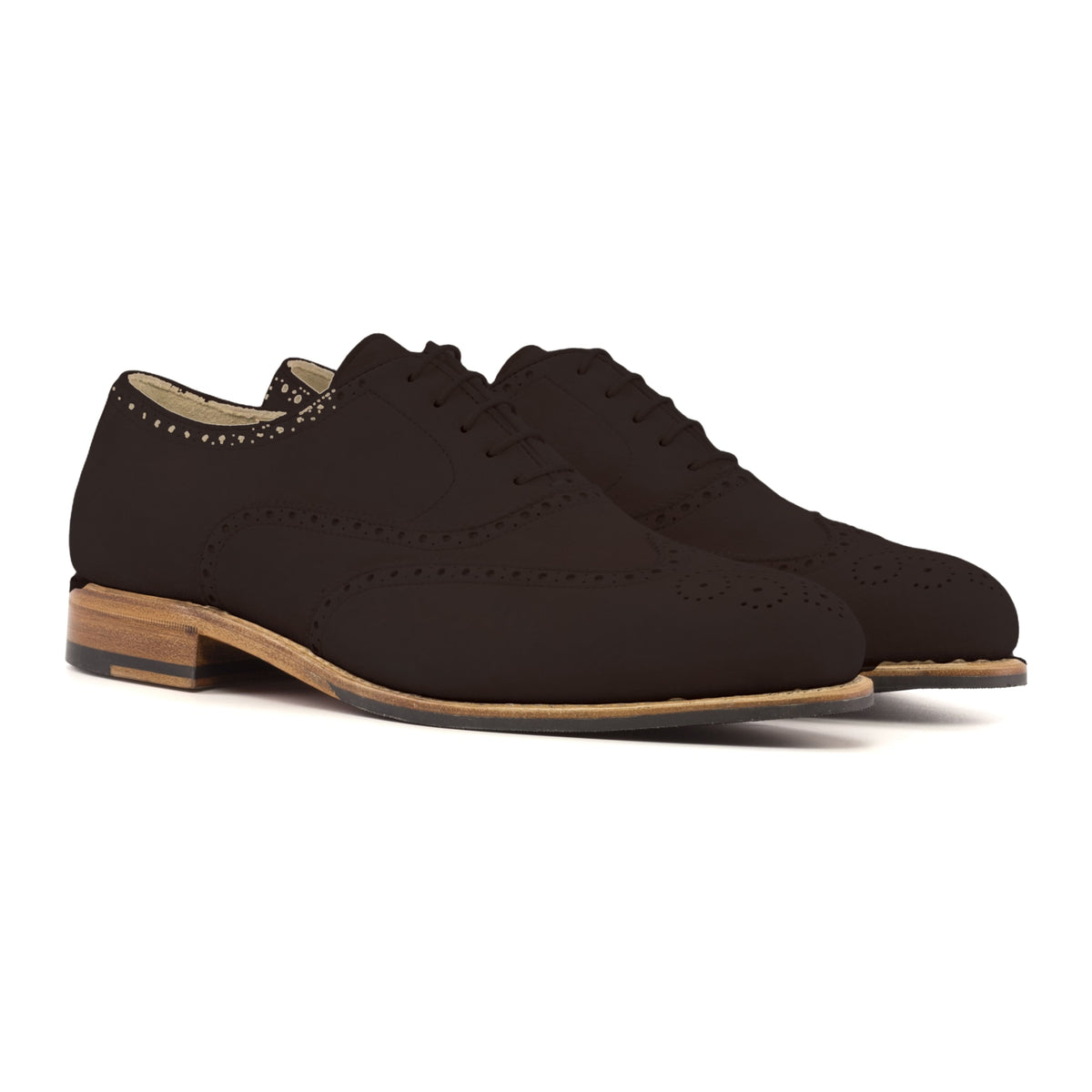 Richelieu fleuri en daim marron foncé – vue 1