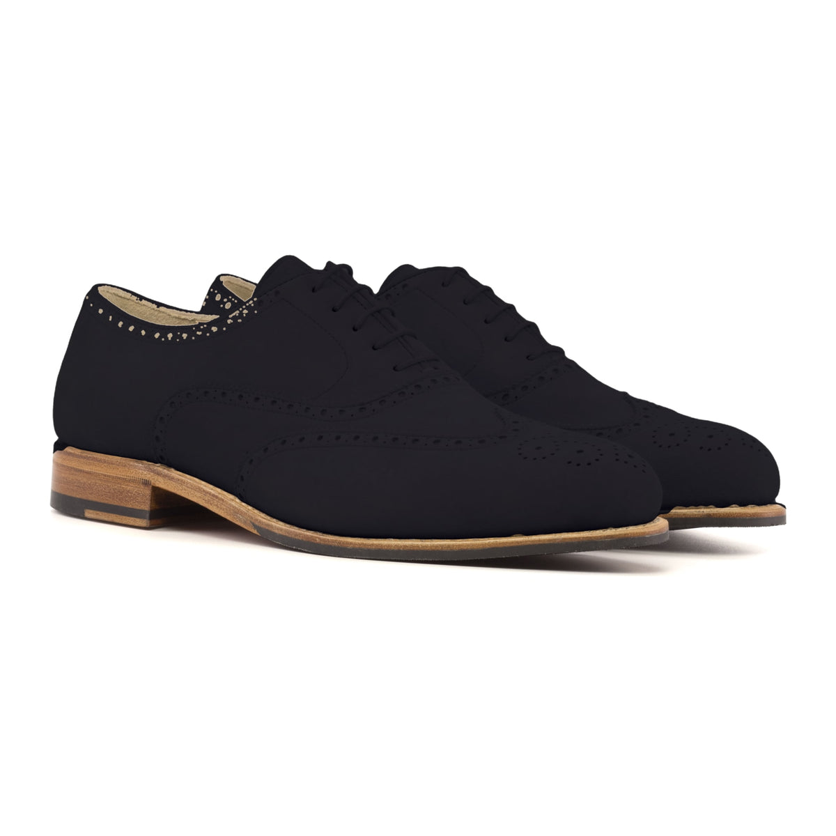 Richelieu fleuri en daim noir – vue 1
