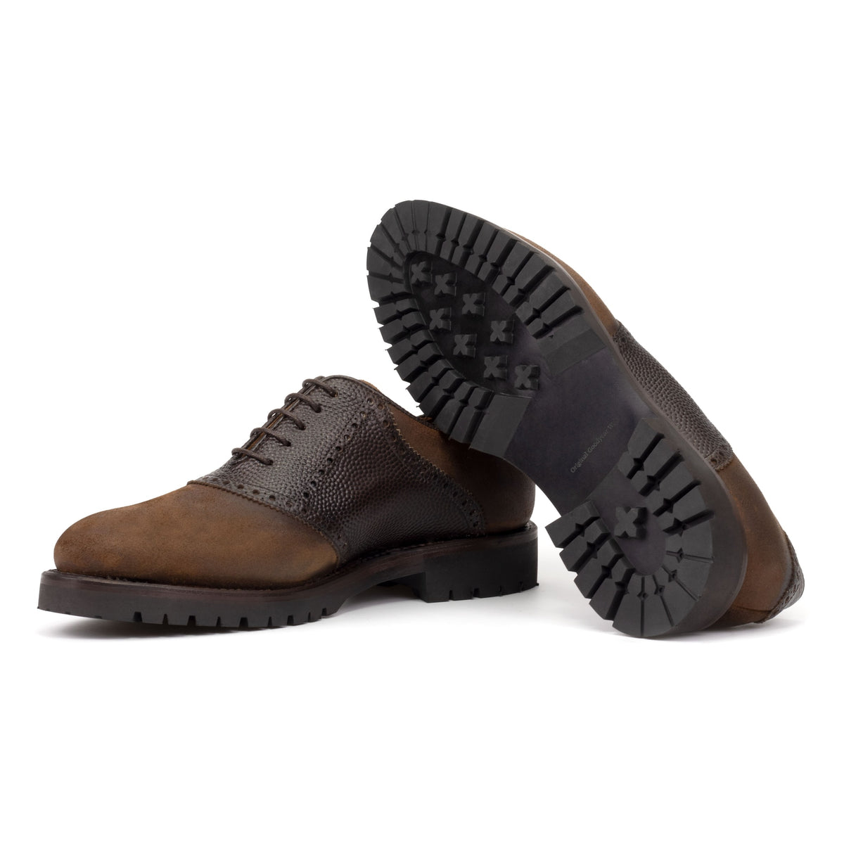 Richelieu Saddle en daim gras et cuir grainé marron foncé – vue 2