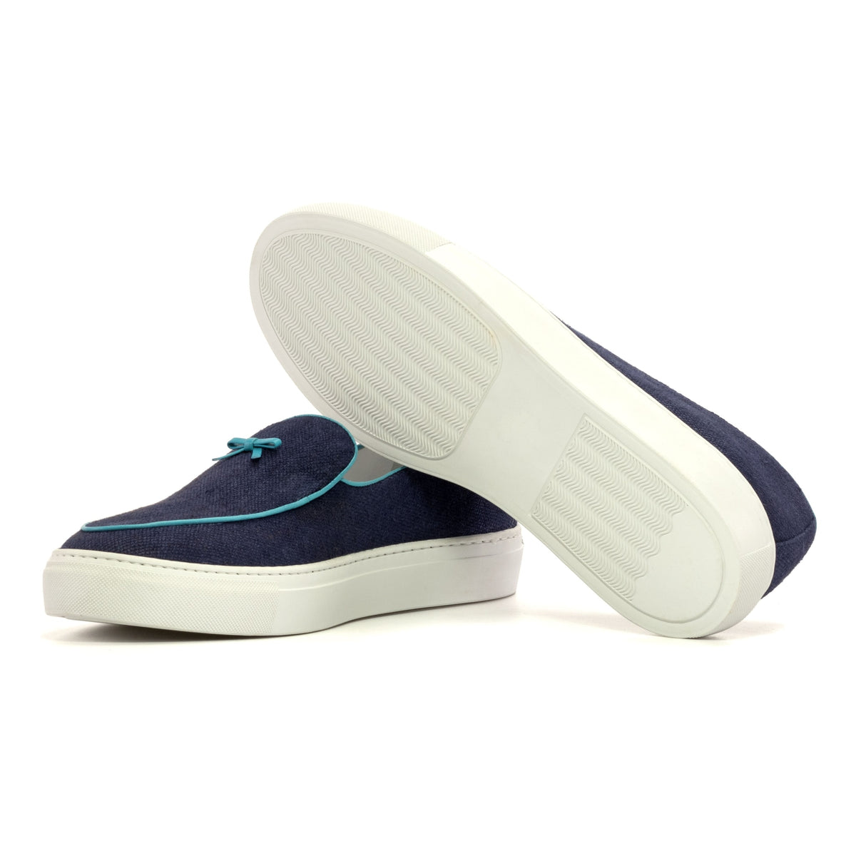 Sneaker Mocassin Belge en daim bleu marine – vue 2