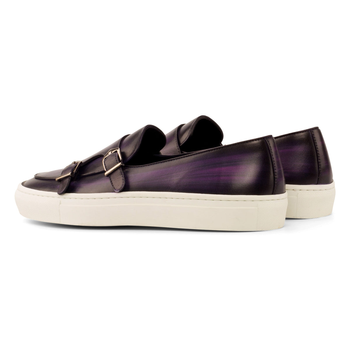 Sneaker Mocassin Double Boucle en cuir patiné violet – vue 3