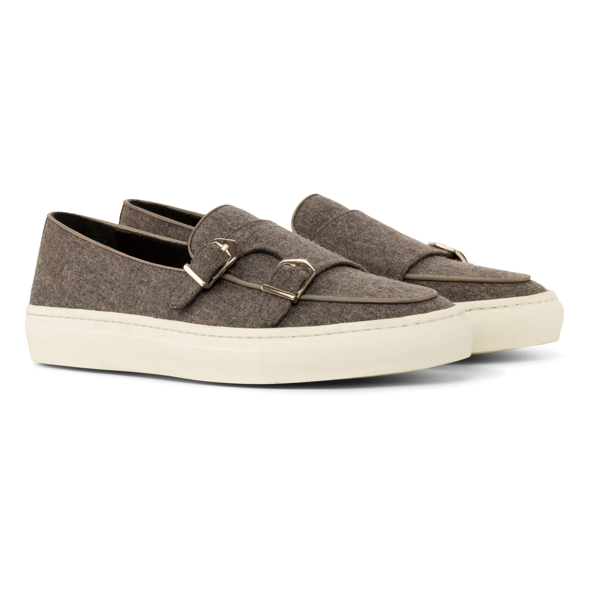 Sneaker Mocassin Double Boucle en flanelle gris – vue 1