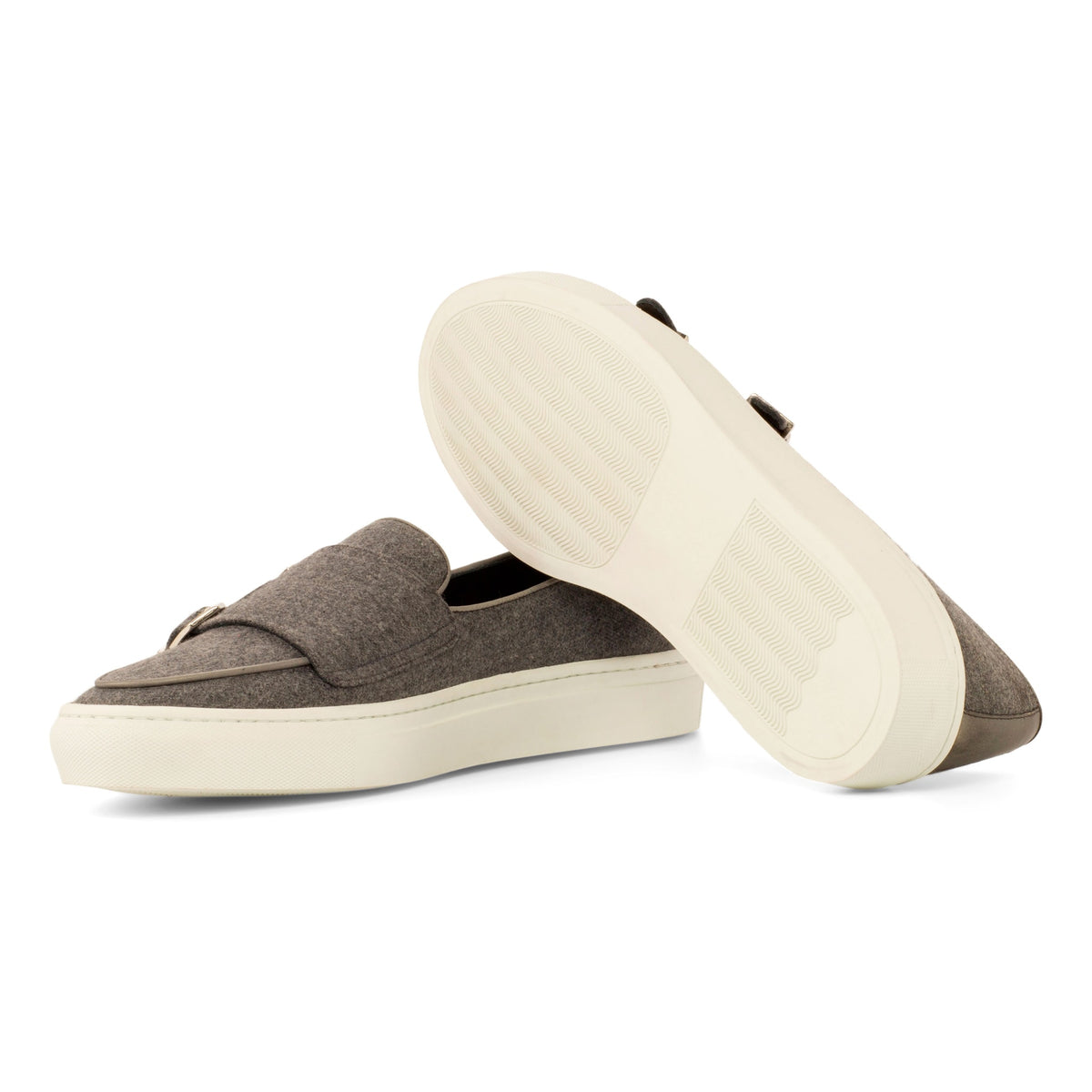 Sneaker Mocassin Double Boucle en flanelle gris – vue 2