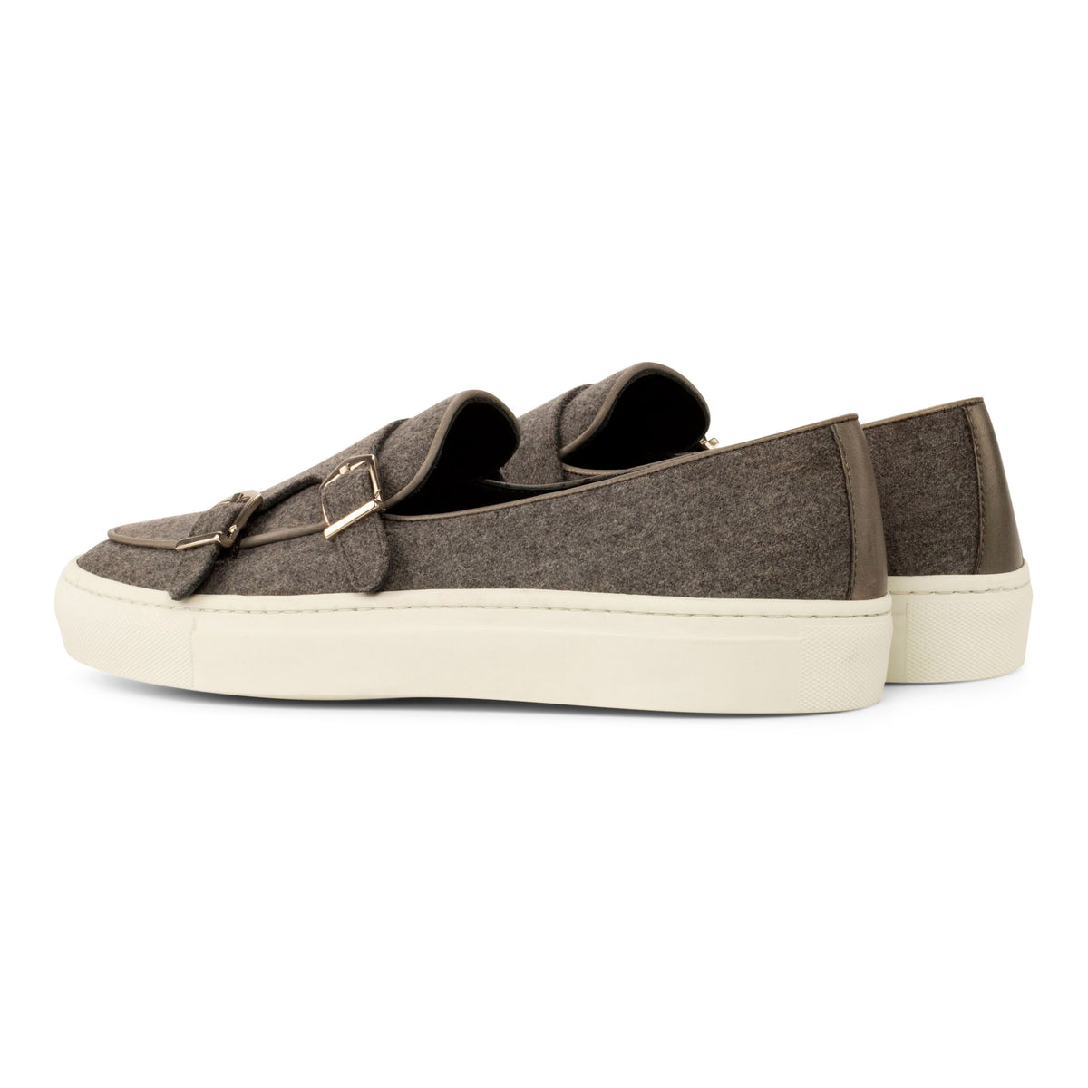 Sneaker Mocassin Double Boucle en flanelle gris – vue 3
