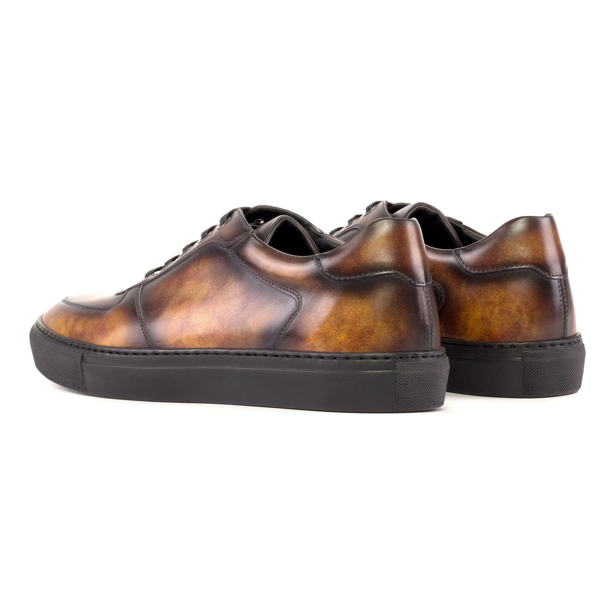 Sneakers Bumper en cuir patiné cognac - Semelles Noires – vue 3