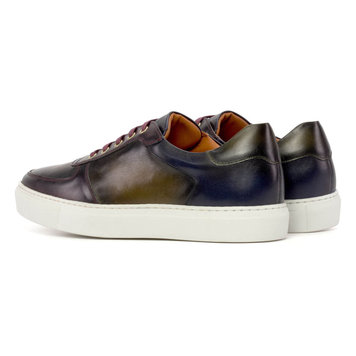 Sneakers Bumper en cuir patiné kaki - Semelles Blanches – vue 3