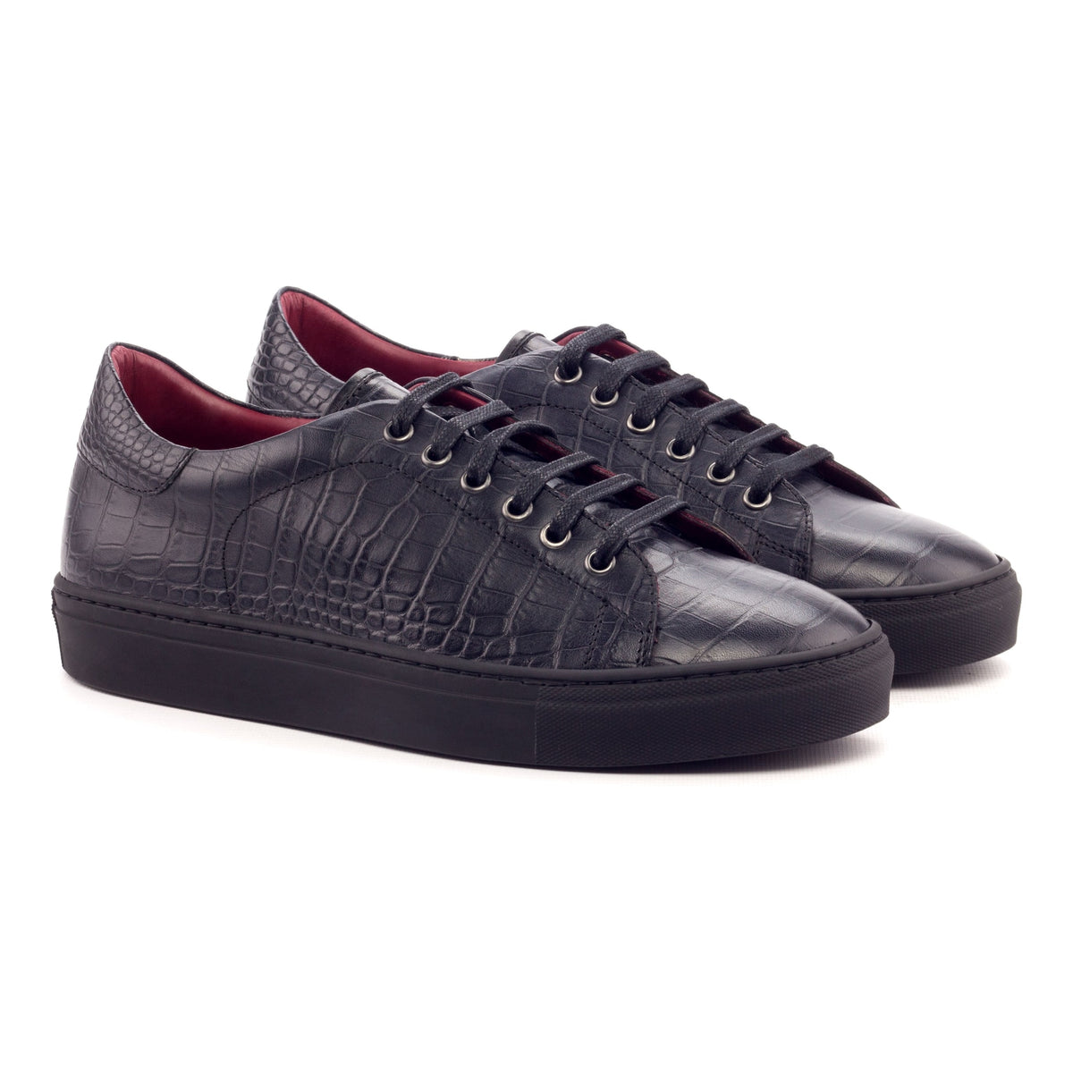 Sneakers Jersey en croco noir - Semelles Noires – vue 1