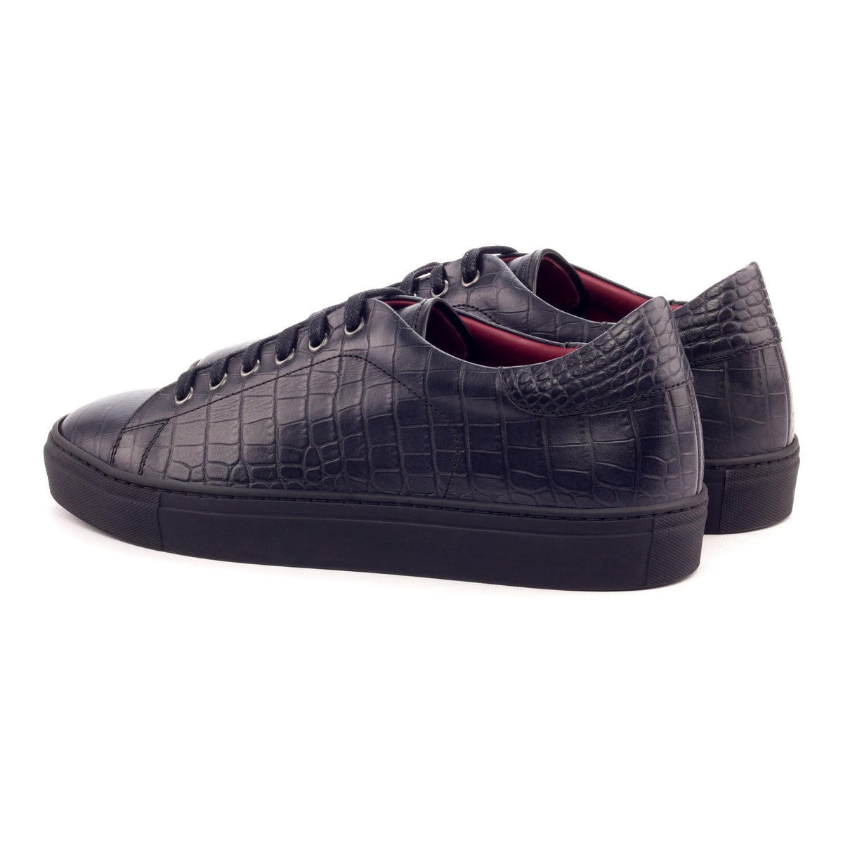 Sneakers Jersey en croco noir - Semelles Noires – vue 3