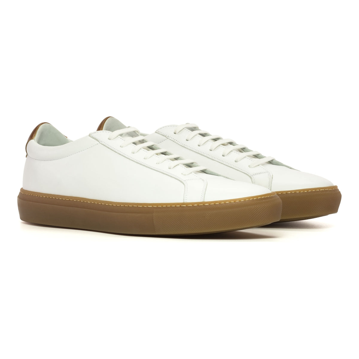 Sneakers Jersey en cuir blanc - Semelles Caramel – vue 1