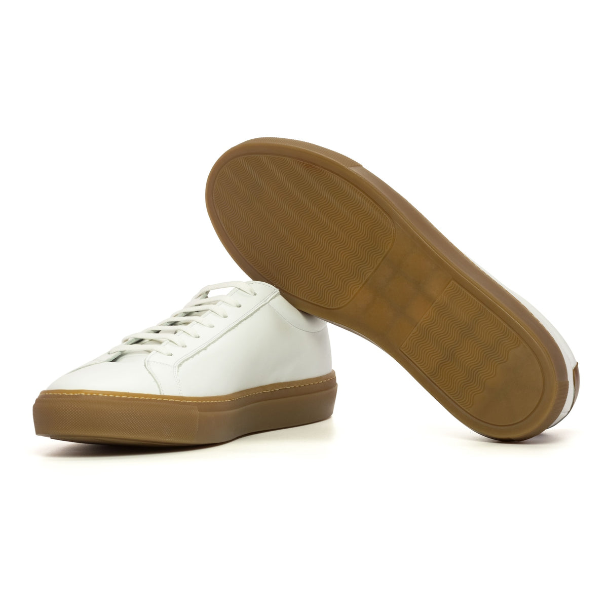 Sneakers Jersey en cuir blanc - Semelles Caramel – vue 2