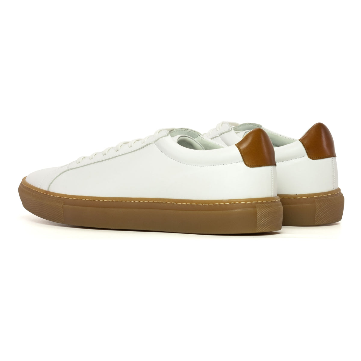 Sneakers Jersey en cuir blanc - Semelles Caramel – vue 3