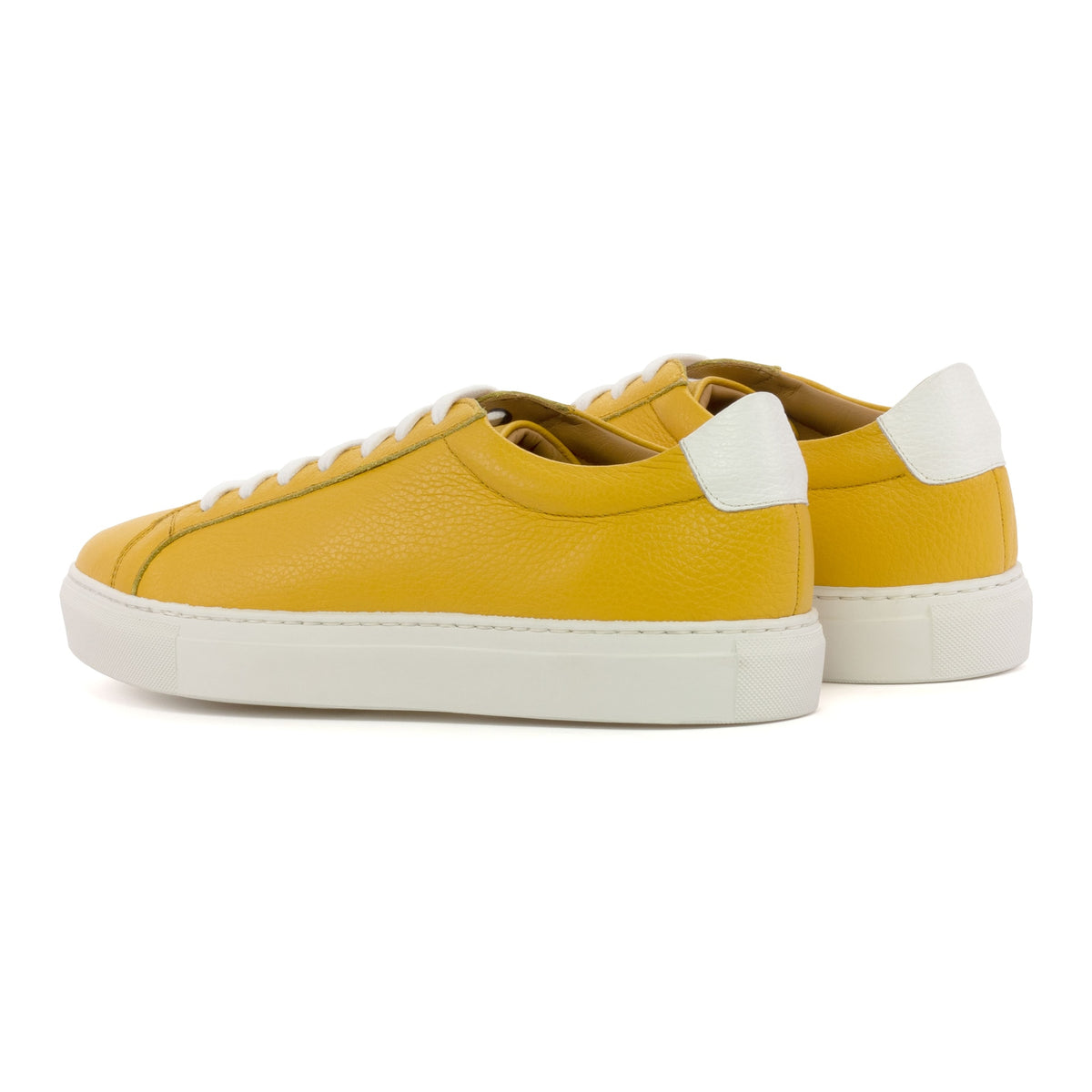 Sneakers Jersey en cuir grainé jaune - Semelles Blanches – vue 3