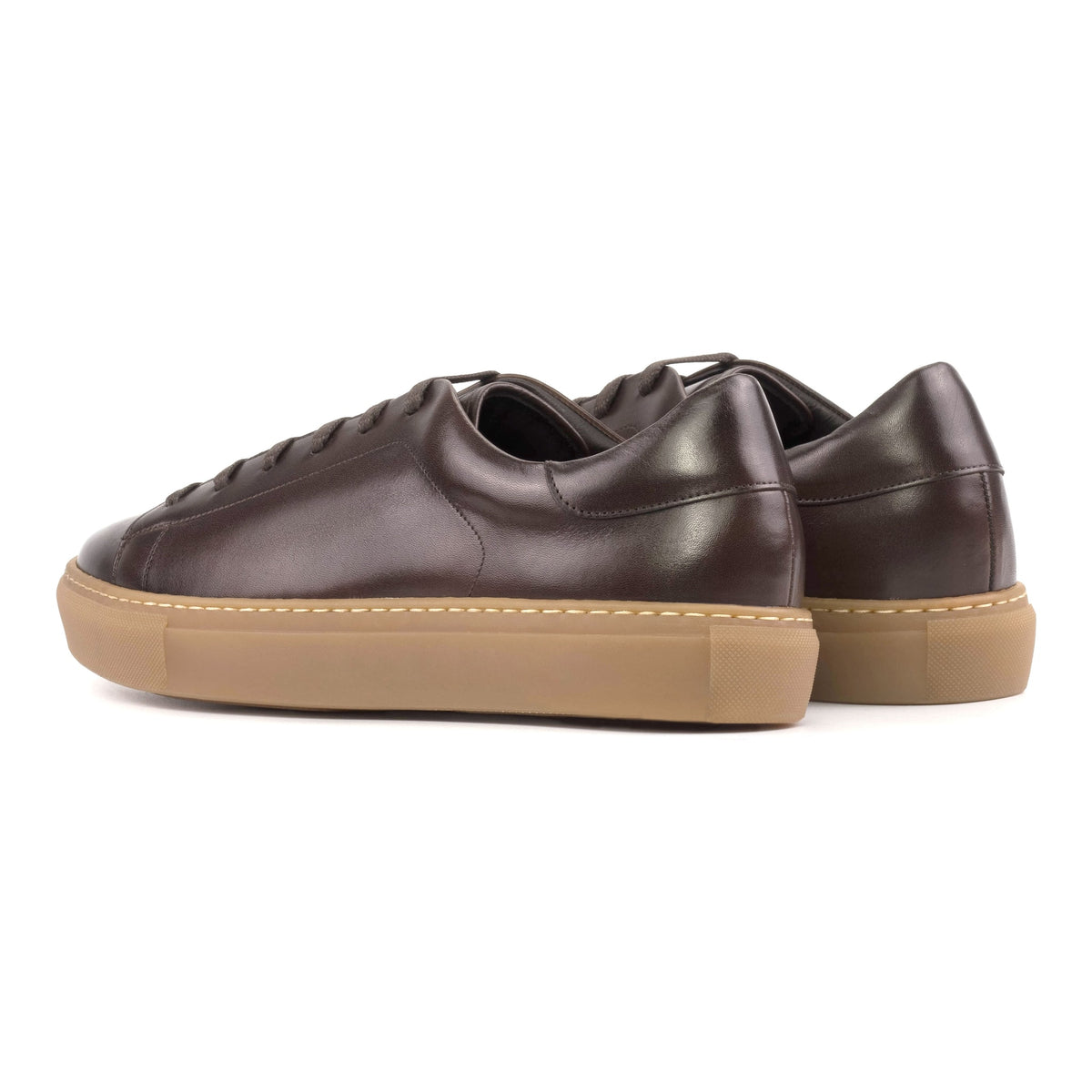 Sneakers Jersey en cuir marron foncé - Semelles Caramel – vue 3