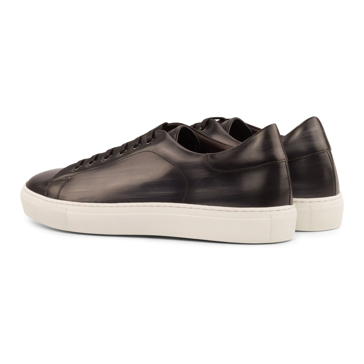 Sneakers Jersey en cuir patiné gris foncé - Semelles Blanches – vue 3
