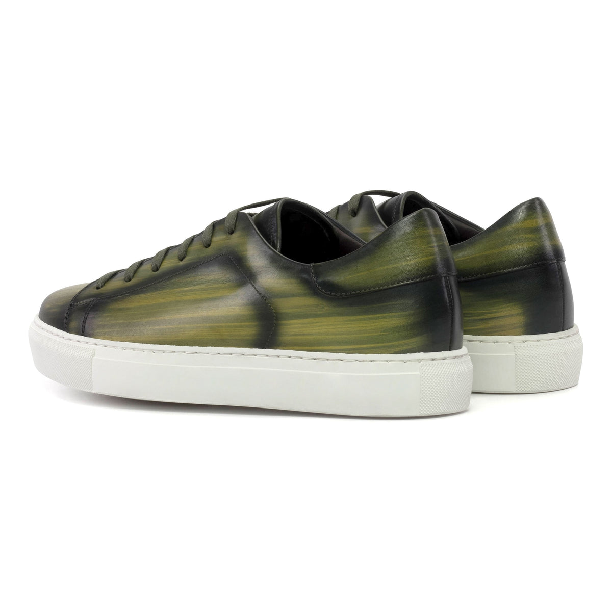 Sneakers Jersey en cuir patiné vert - Semelles Blanches – vue 3