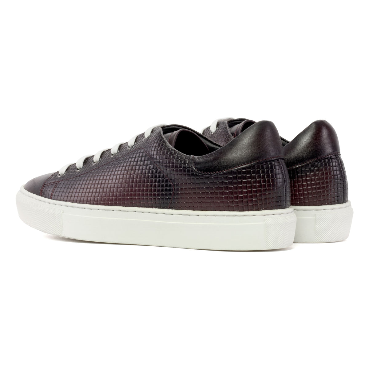 Sneakers Jersey en cuir tressé bordeaux - Semelles Blanches – vue 3