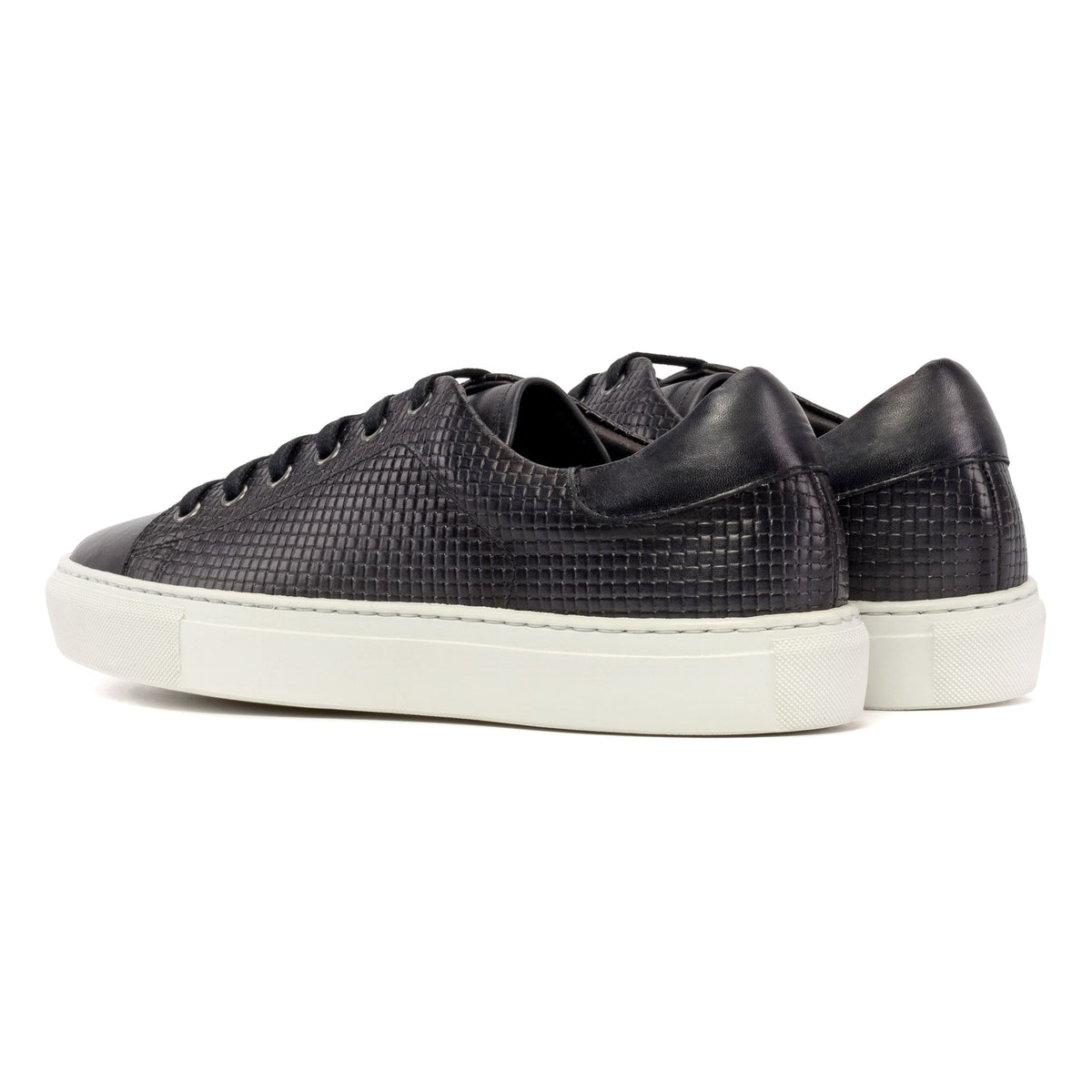 Sneakers Jersey en cuir tressé noir - Semelles Blanches – vue 3