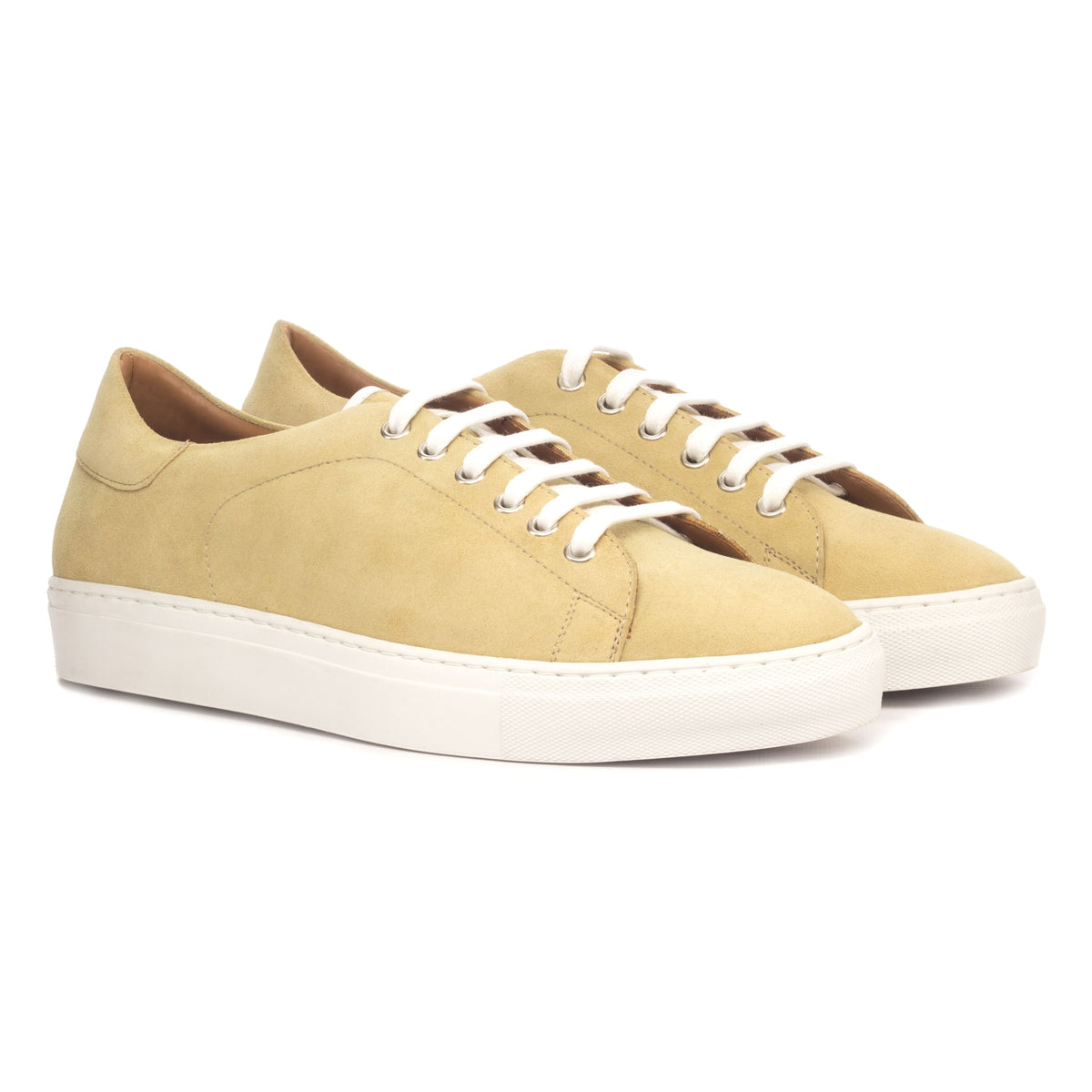 Sneakers Jersey en daim beige - Semelles Blanches – vue 1